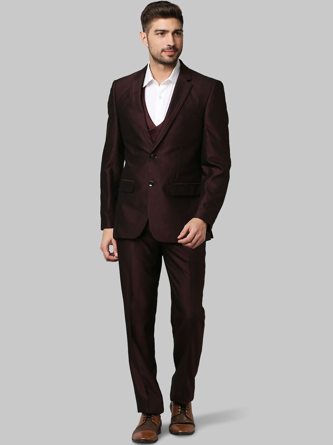 raymond Men 3PC SB 2BTN CORD PIPIN ON EDGE-CONT FIT Solid Suit-picture-19