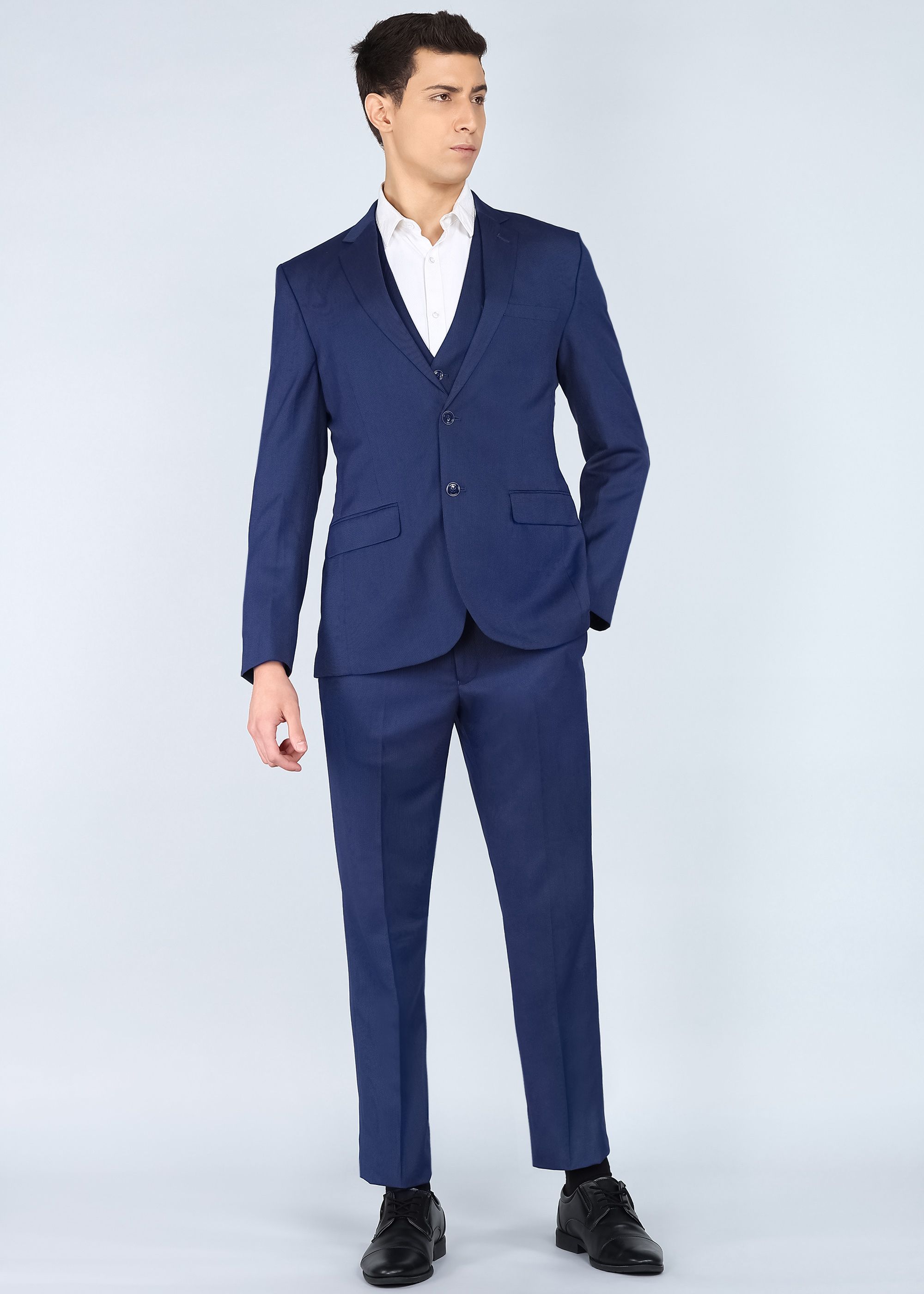 park avenue Men SB2 NOTCH REGULAR FIT 3PC SUIT Solid Suit-picture-19
