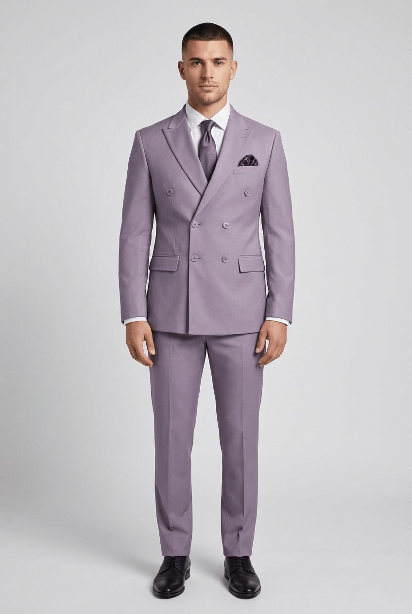 asthetic Men Double Breasted Solid Suit-picture-21