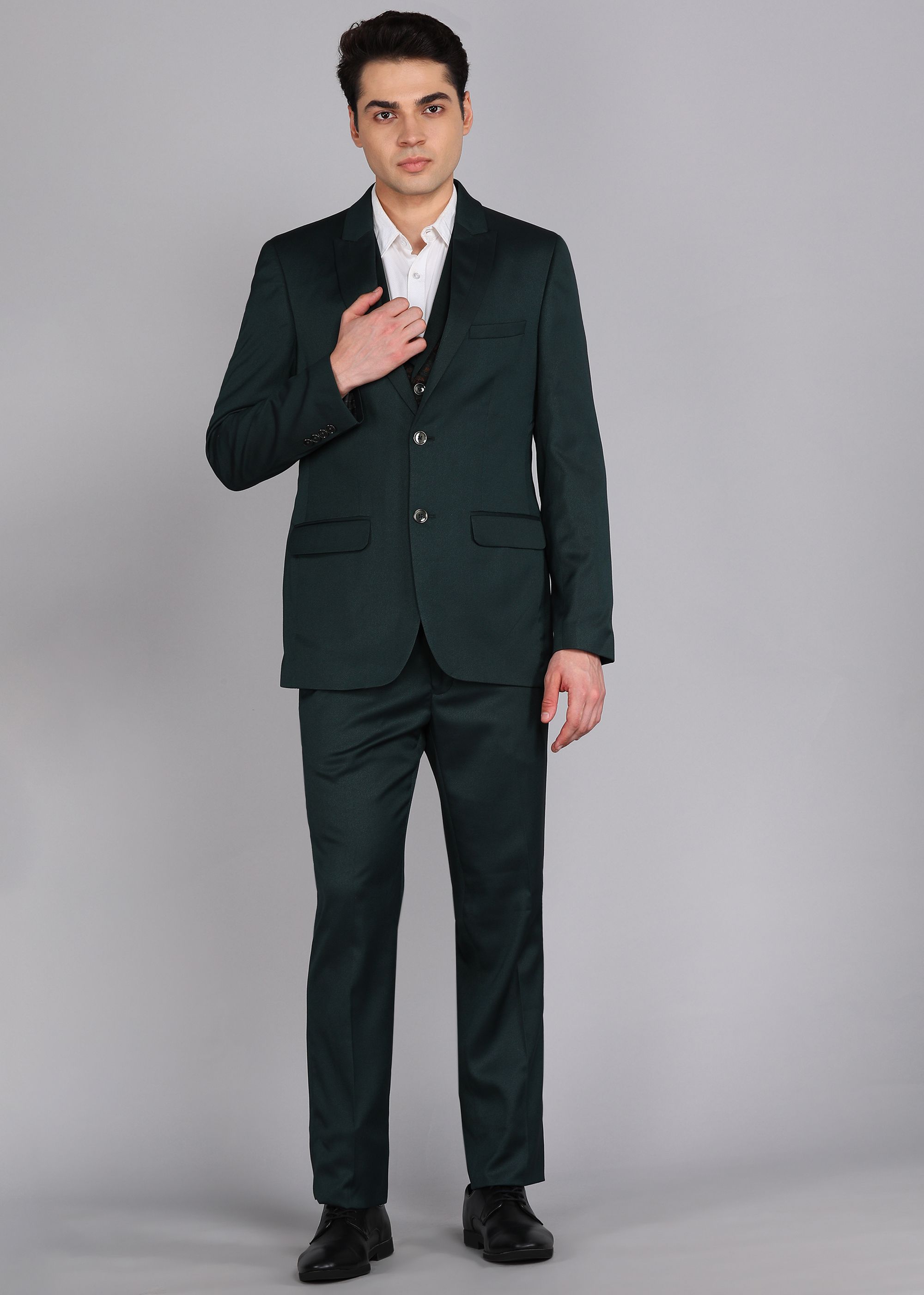raymond Men 3PC SB 2 BTN PEAK LPLWID W/C -CONT FIT Self Design Suit-picture-11