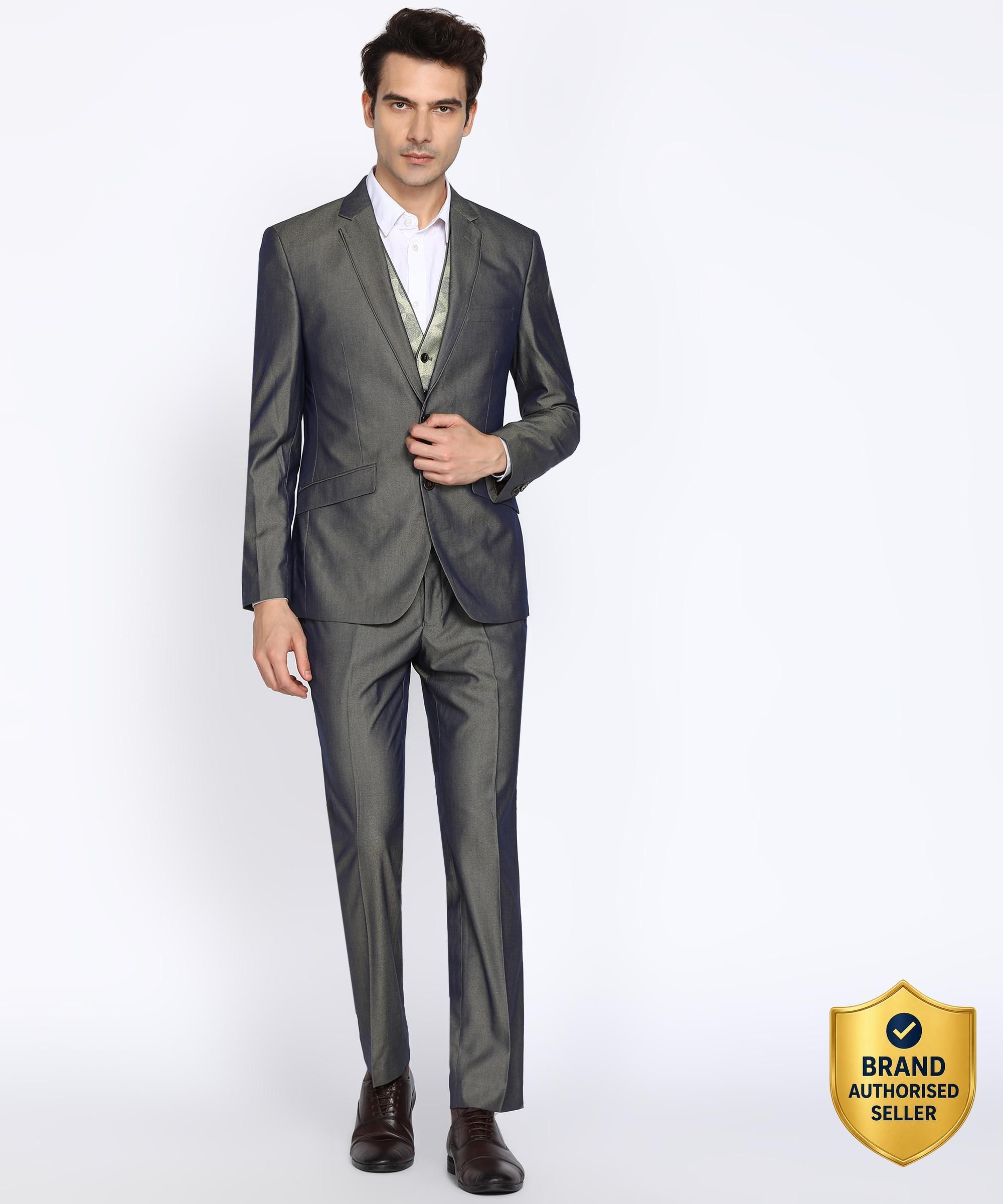 park avenue Men 3 Piece Set Self Design Suit-picture-40