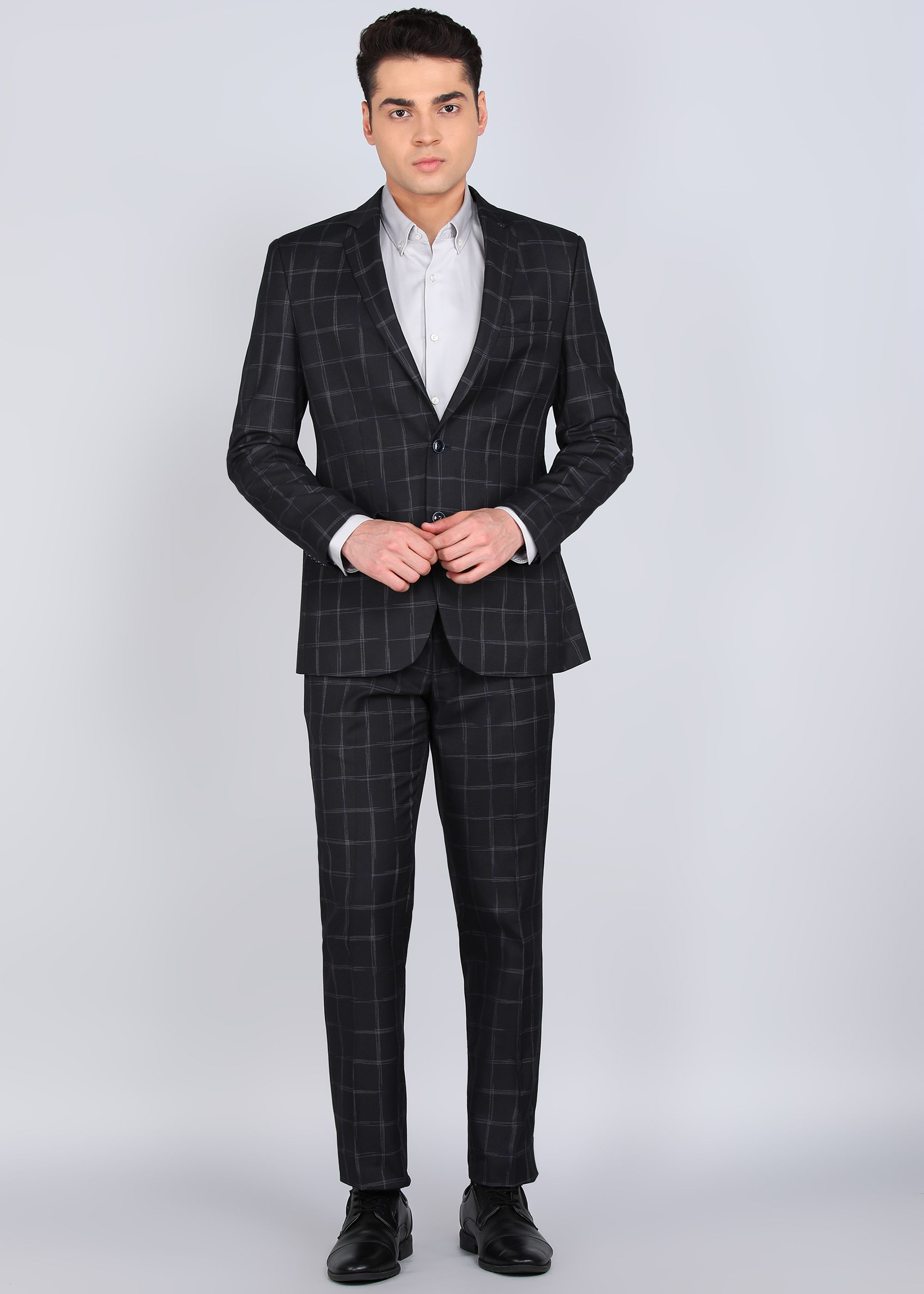 park avenue Men 2BTN notch F.F.trouser super slim fit Checkered Suit-picture-20