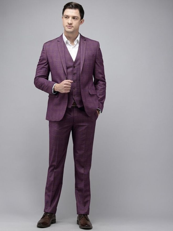 park avenue Men 3 PCS SB2 BTN NOTCH CLR SUIT - S.SLM FIT Checkered Suit-picture-20