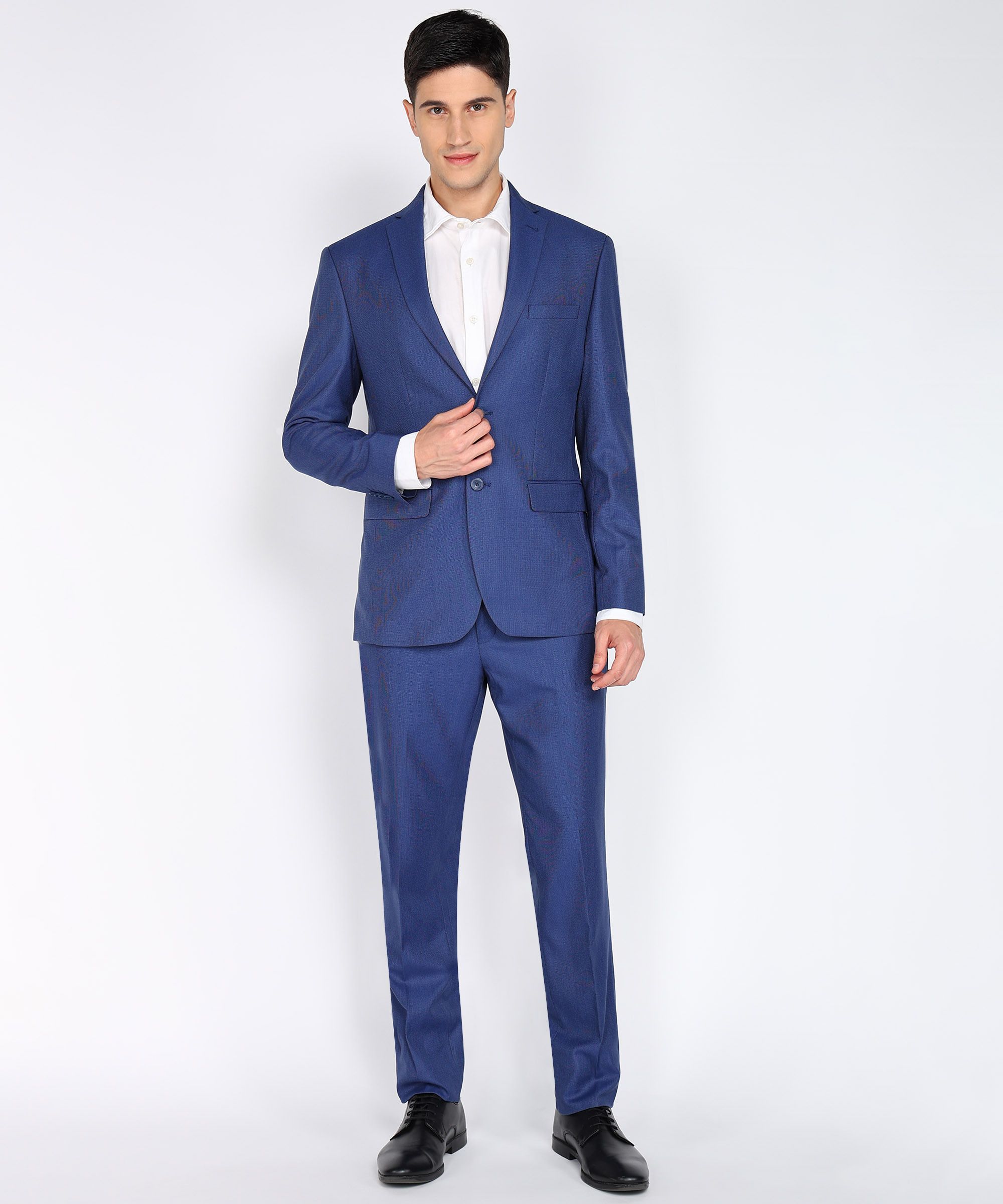 peter england Men 2 PC Suit Textured Suit-picture-11