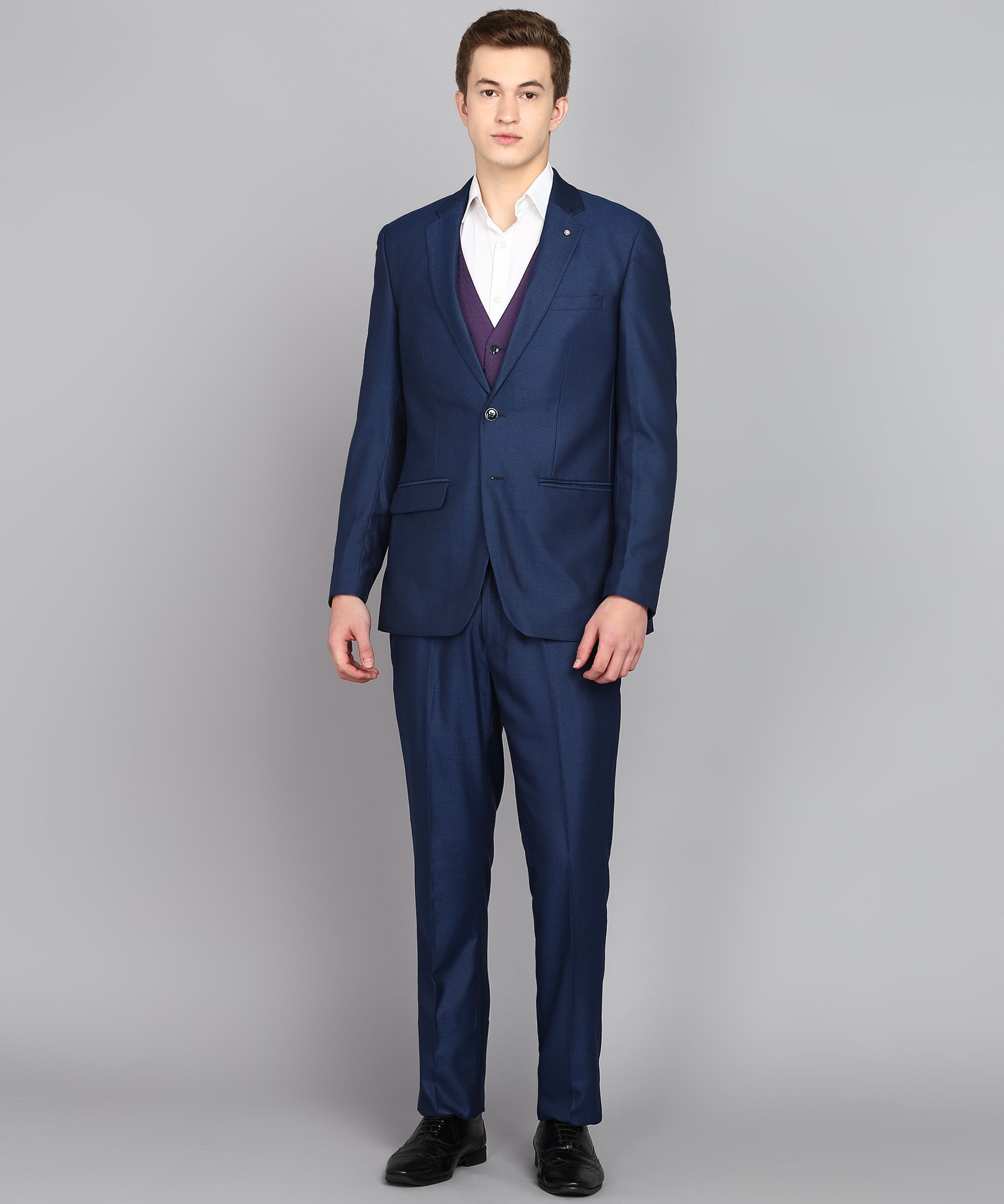 Men 3 Piece Suit Textured Suit