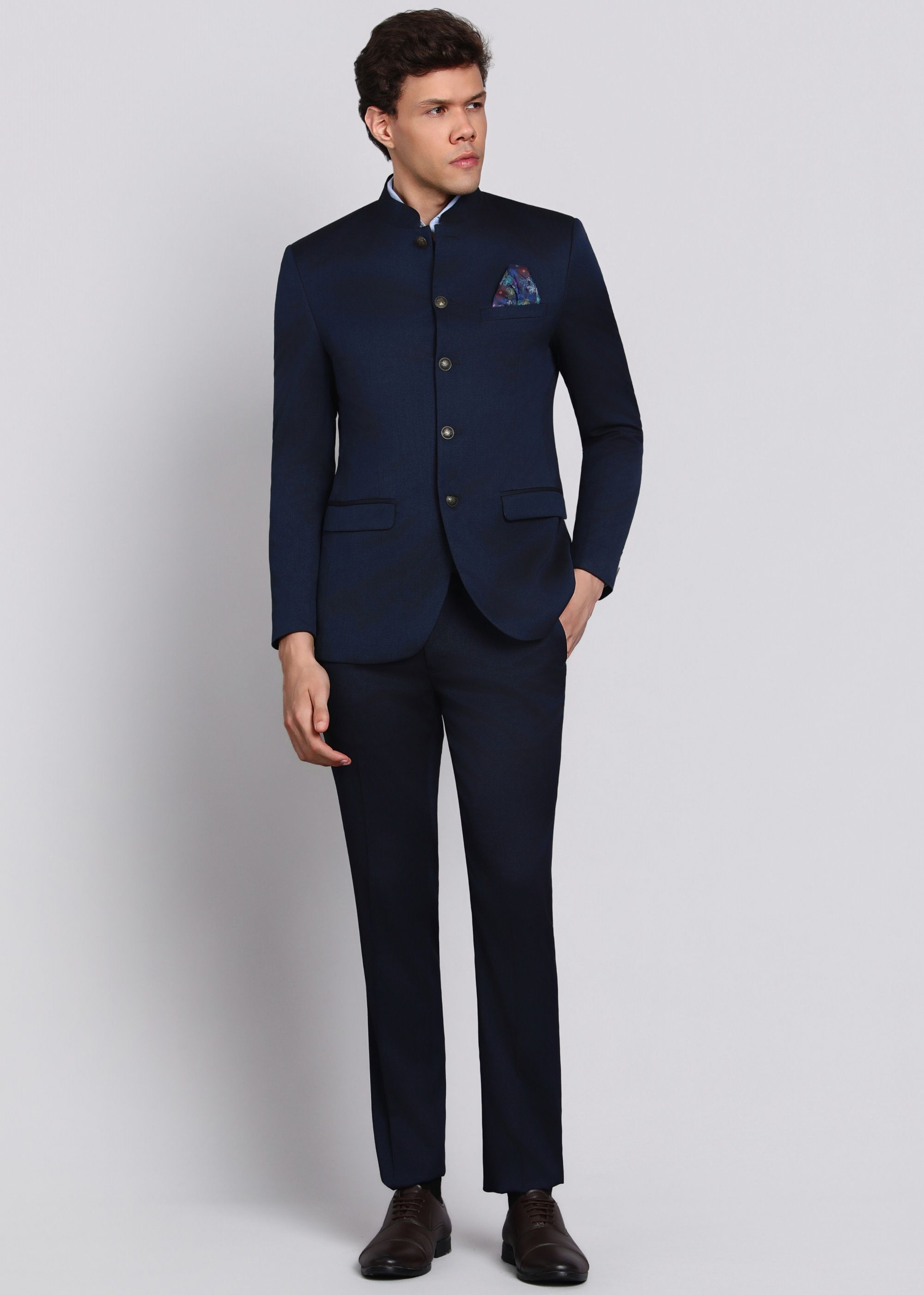 park avenue Men 2 Piece Suit Textured Suit-picture-23