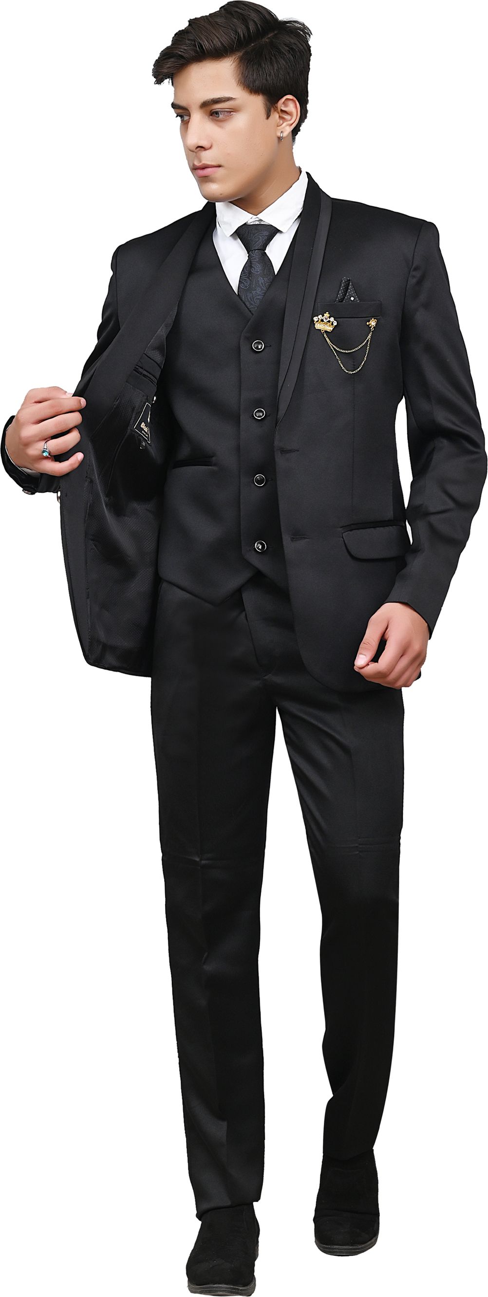 Men Single Breasted Solid Suit