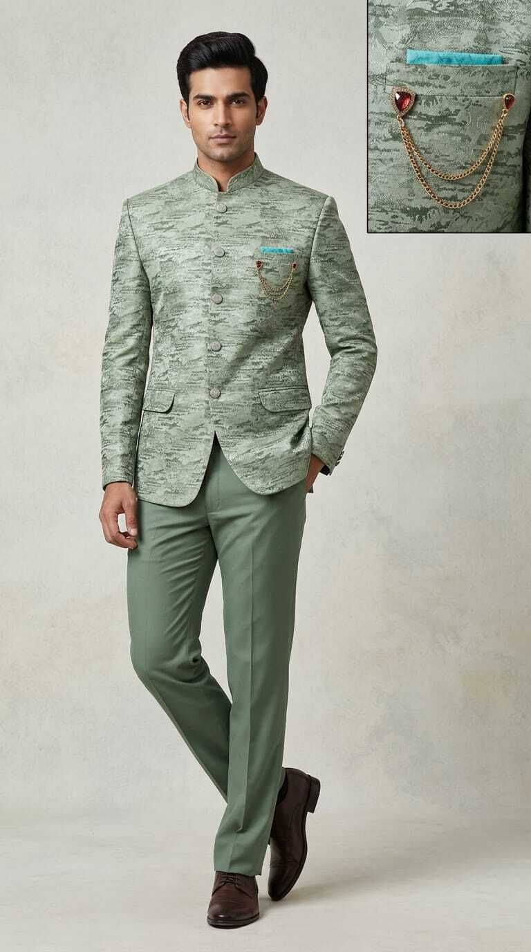 asthetic Men Mandarin Printed Suit-picture-22