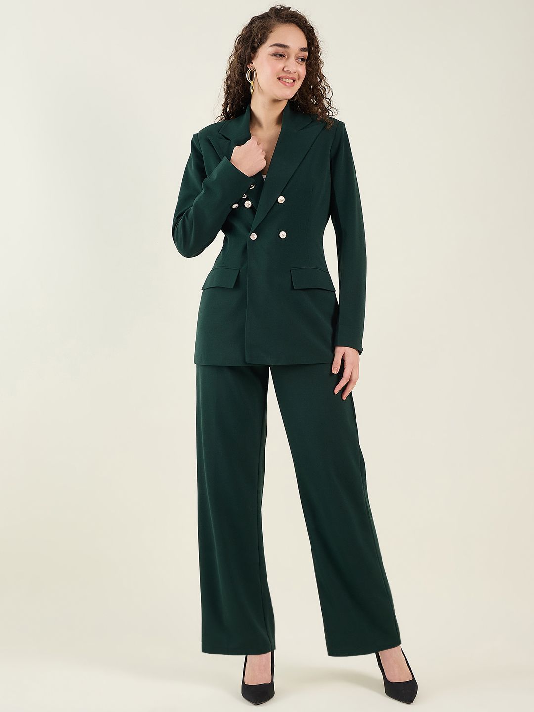 Women Tailored Blazer Co-ord Set for Women Solid Suit