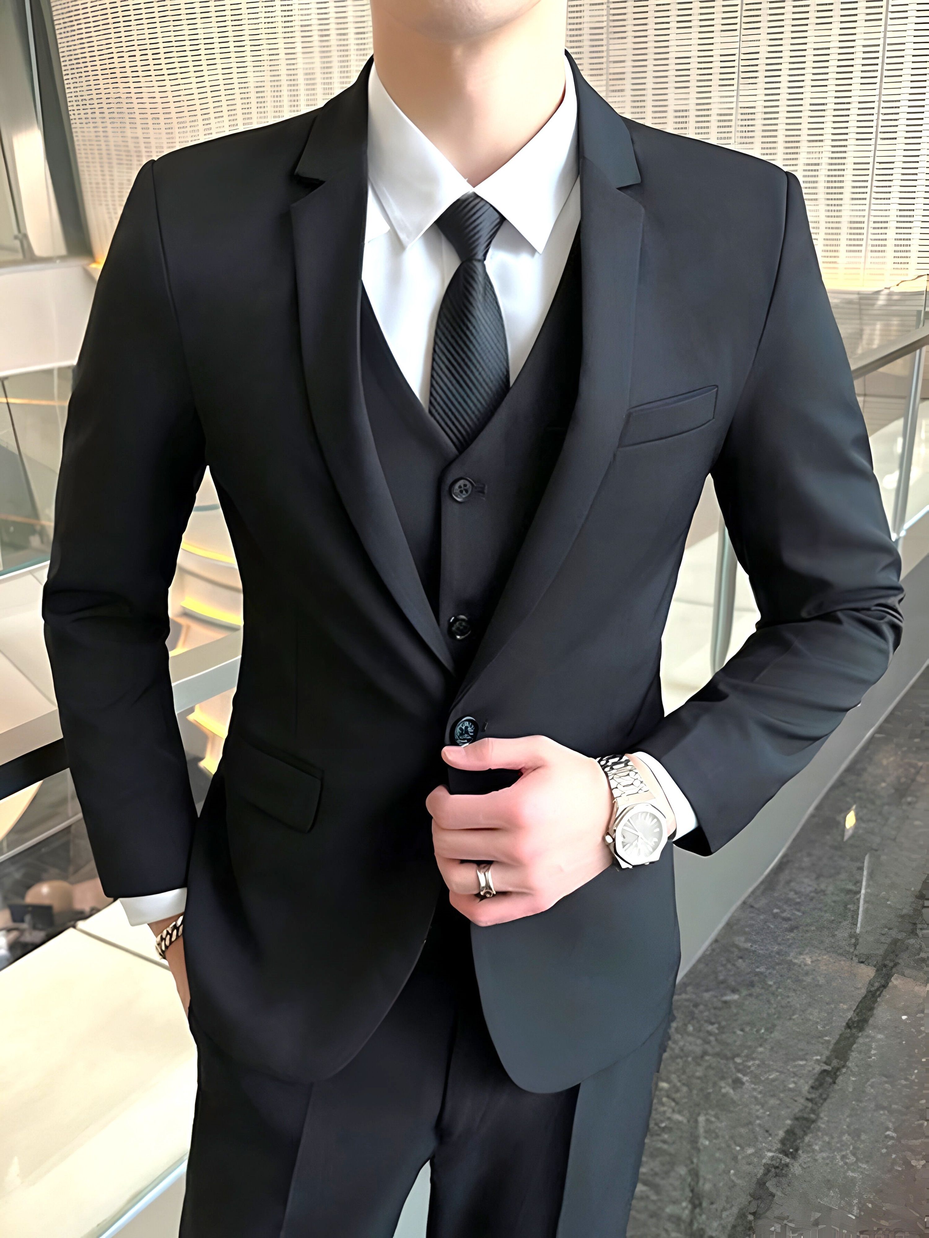 metronaut Men 3 piece suit for men Solid Suit-picture-26