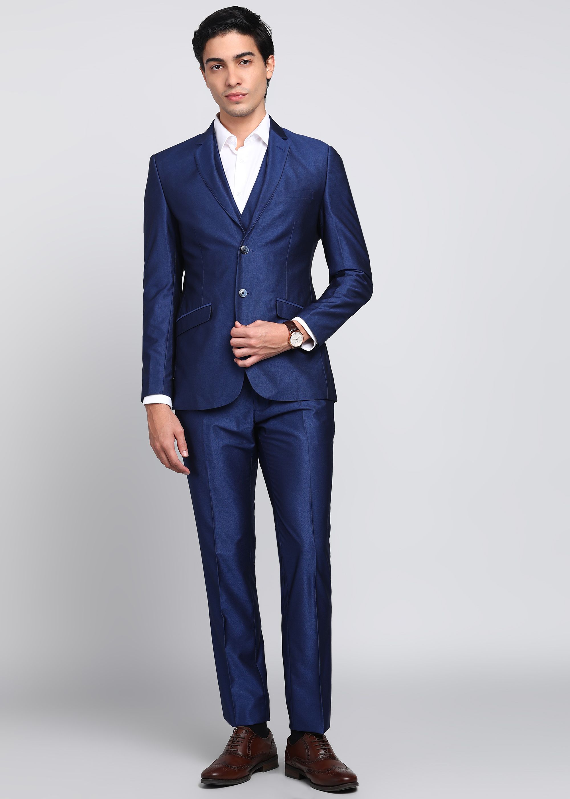 park avenue Men 3 Piece Suit Solid Suit-picture-23