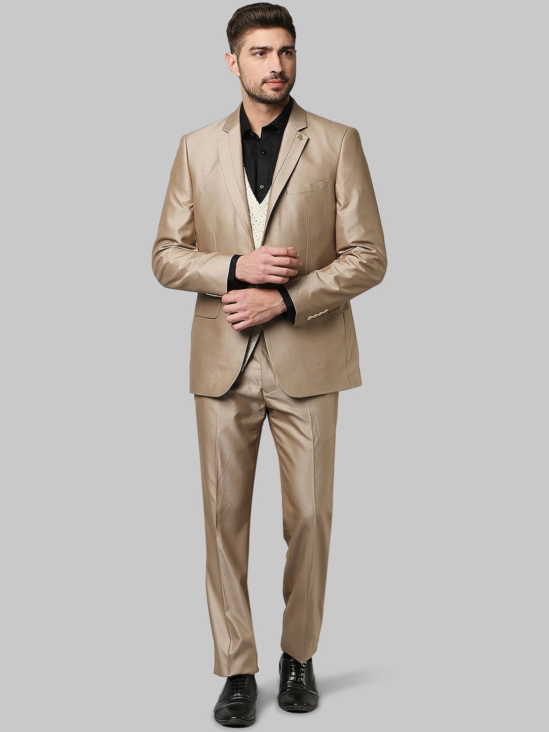raymond Men 3PC SB 2BTN C&S CLR NOTCH LPL WT WC-CONT Solid Suit-picture-23