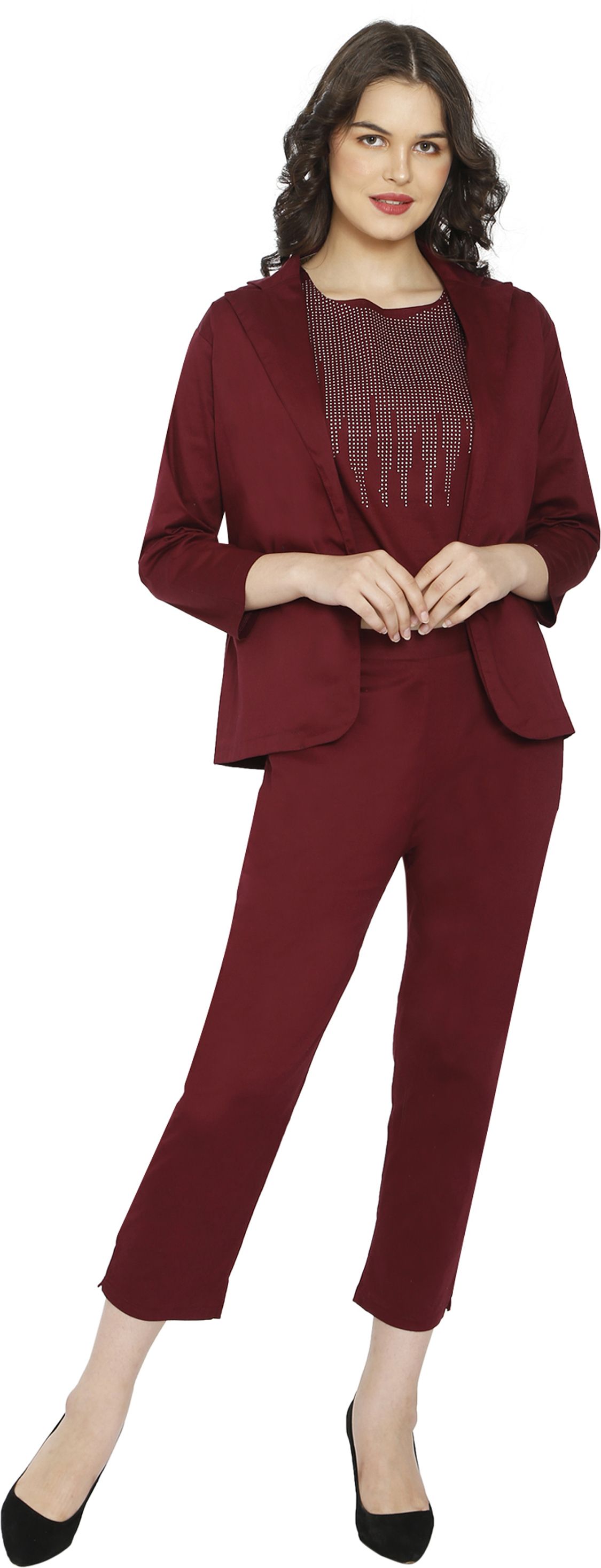 hautemoda Women 3Pc Co-Ord Set Solid Suit-picture-7