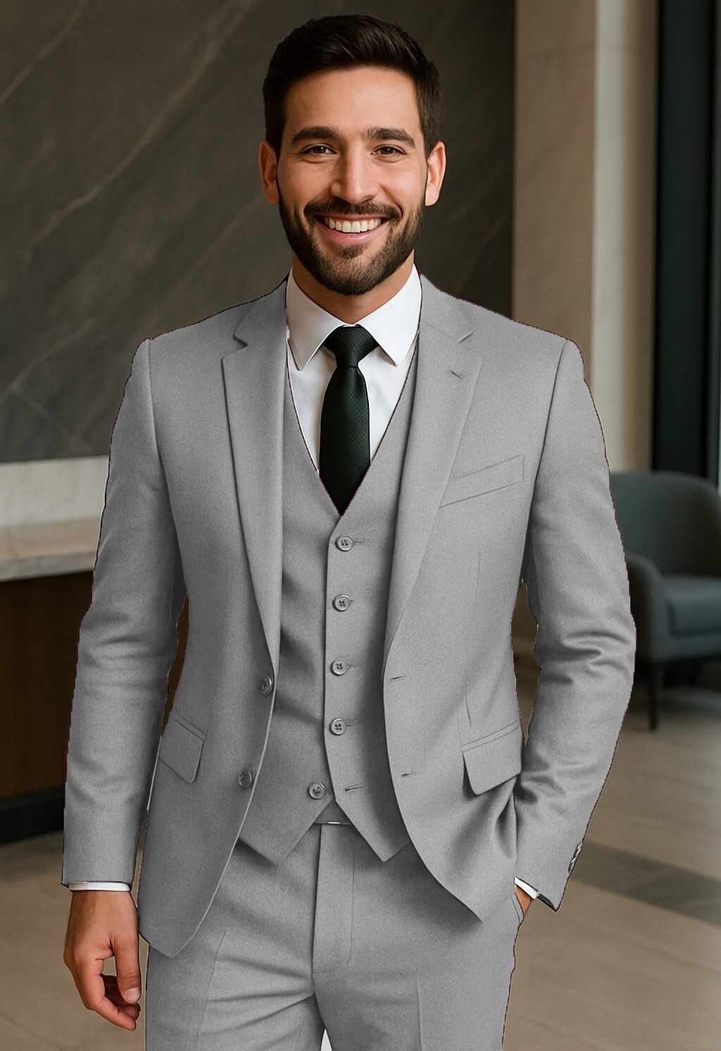 Men 3 Piece Suit Solid Suit