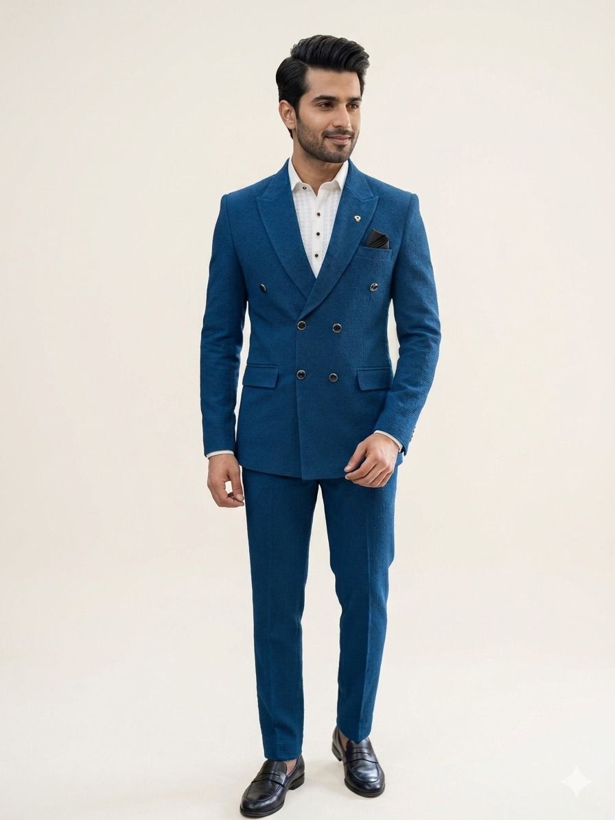 Men formal suit Textured Suit-image-2