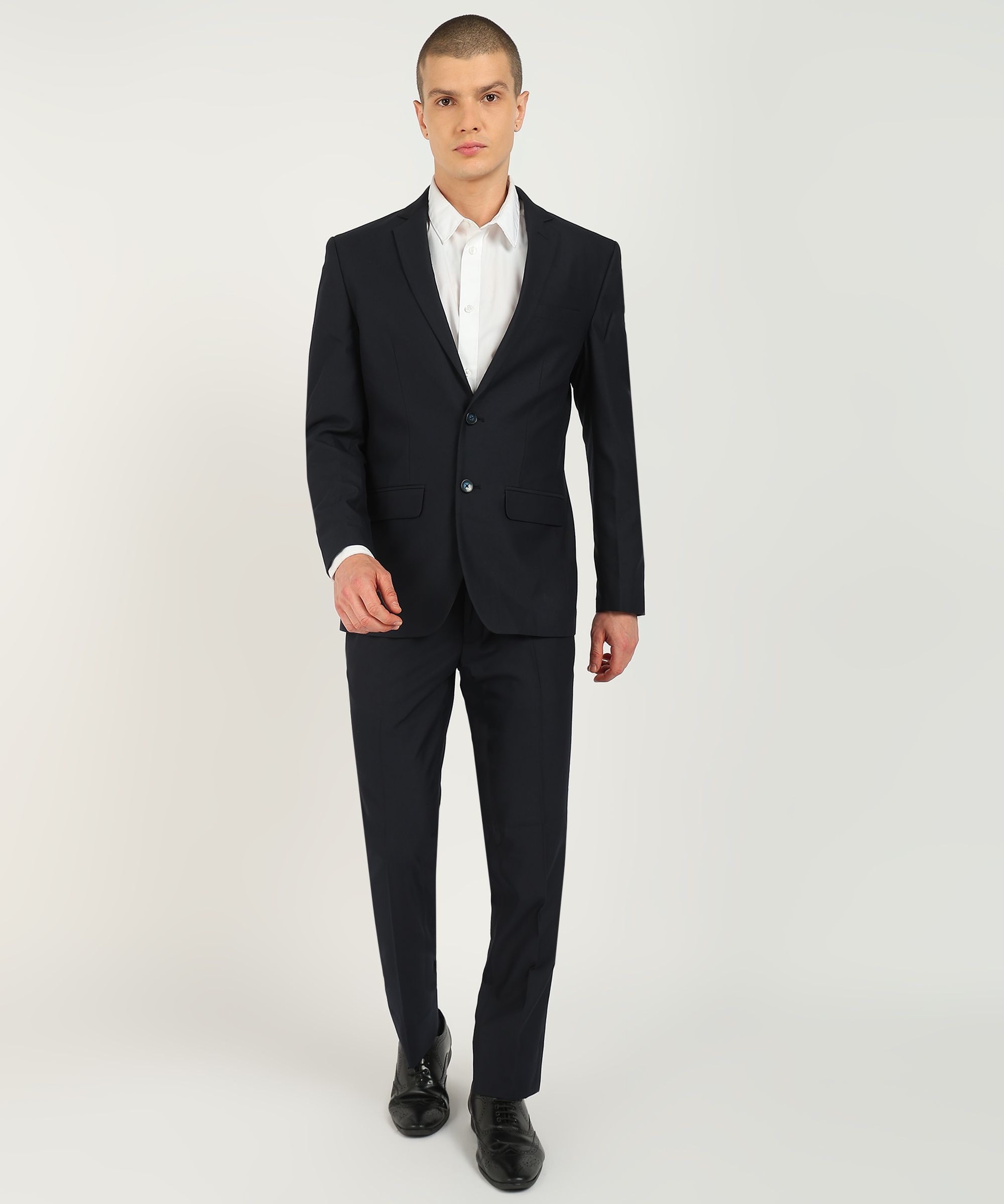 park avenue Men 2 Piece Suit Solid Suit-picture-34