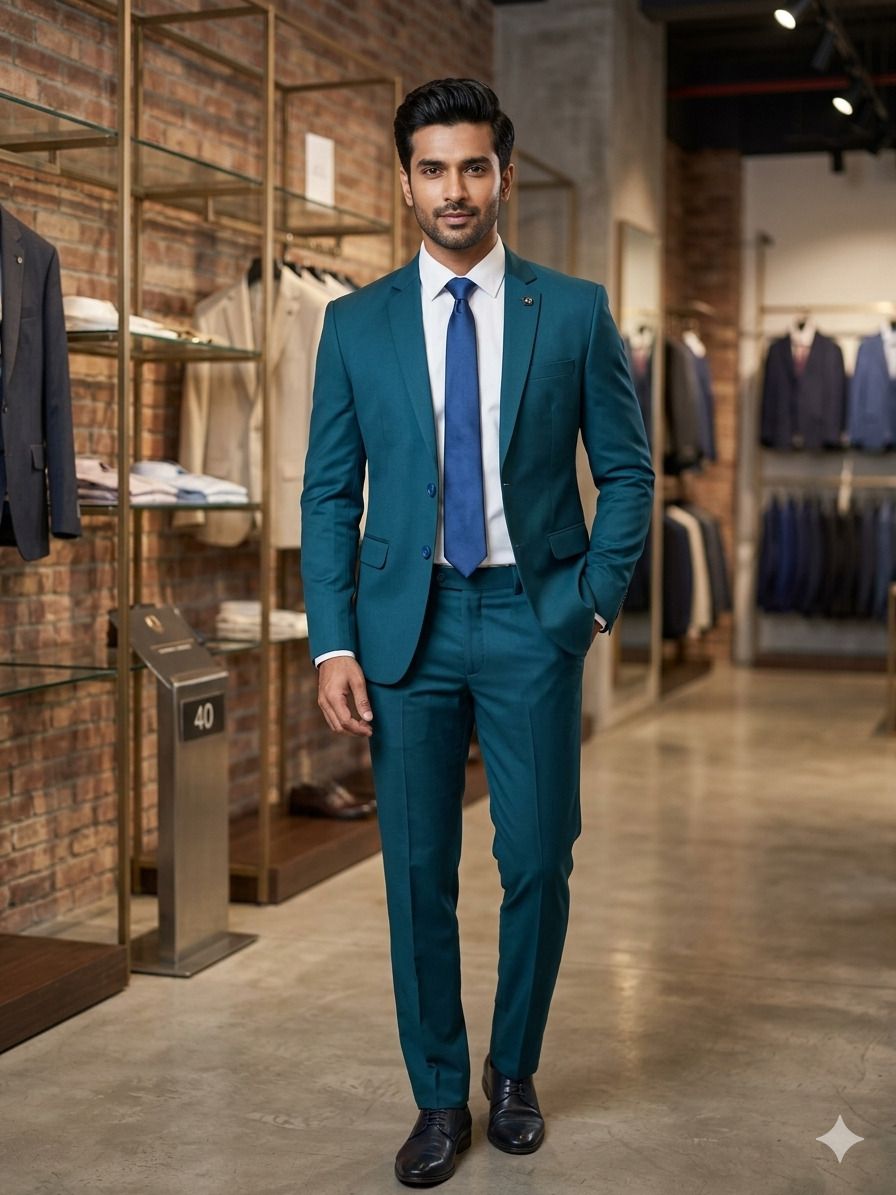 asthetic Men Single Breasted Self Design Suit-picture-41