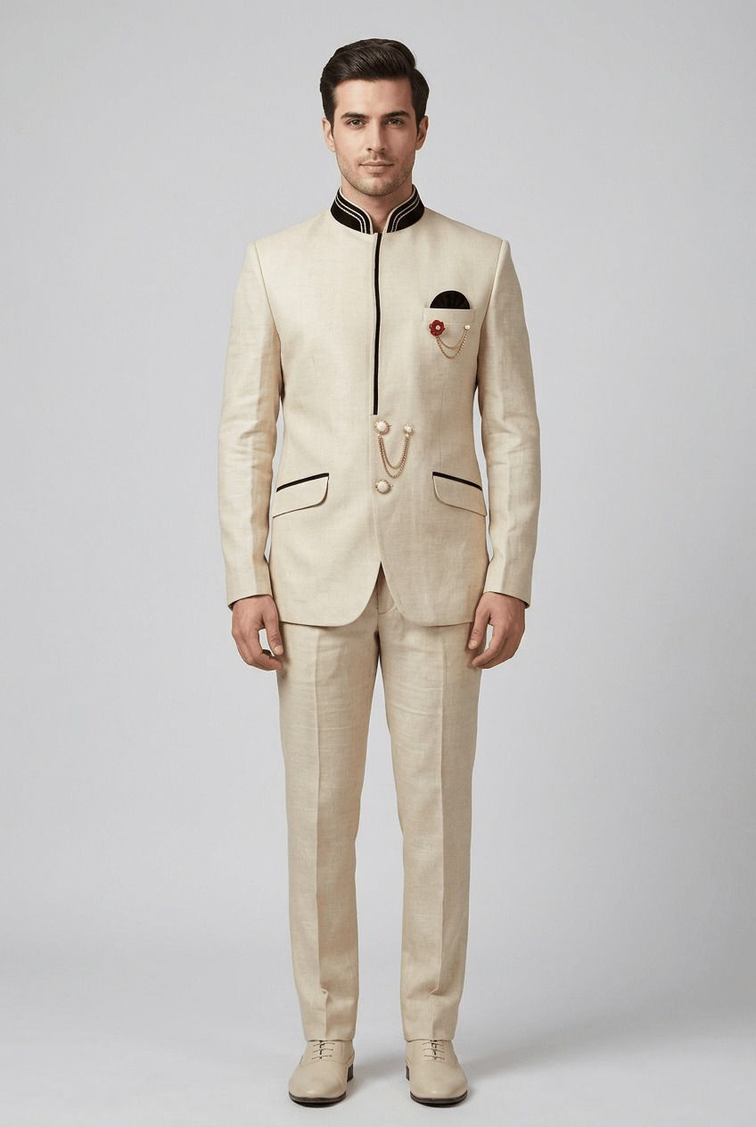 asthetic Men Mandarin Self Design Suit-picture-19