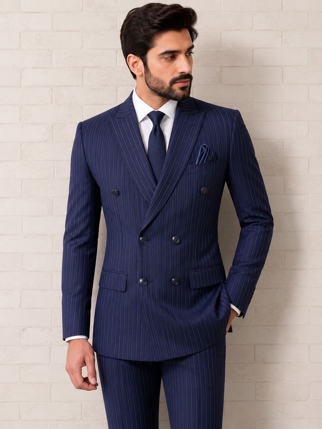 styl lite fashion Men 2pcs suite Striped Suit-picture-23