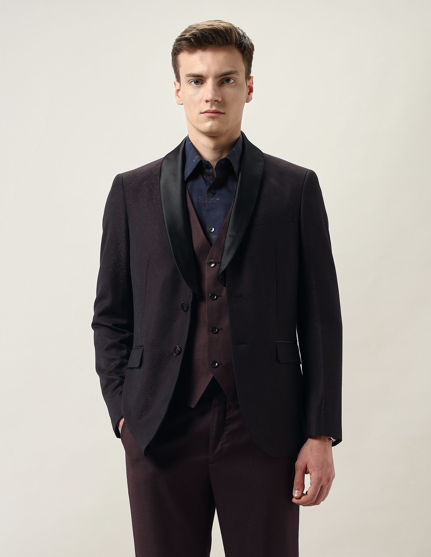 arrow Men Formal Wear Self Design Suit-picture-37