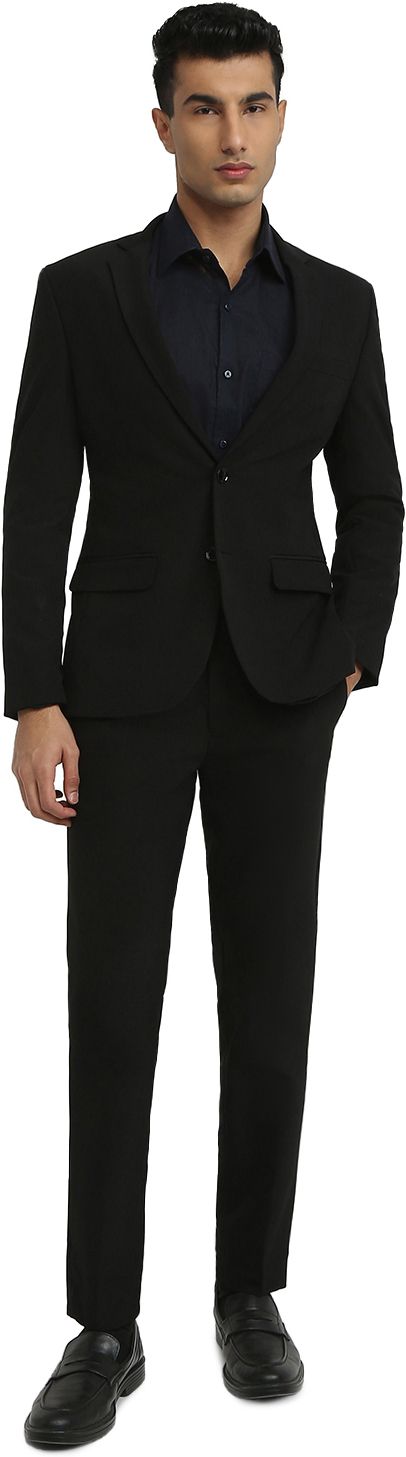 Men Park Avenue Black Pure Cotton Super Slim Fit Suit Solid Suit-picture-11