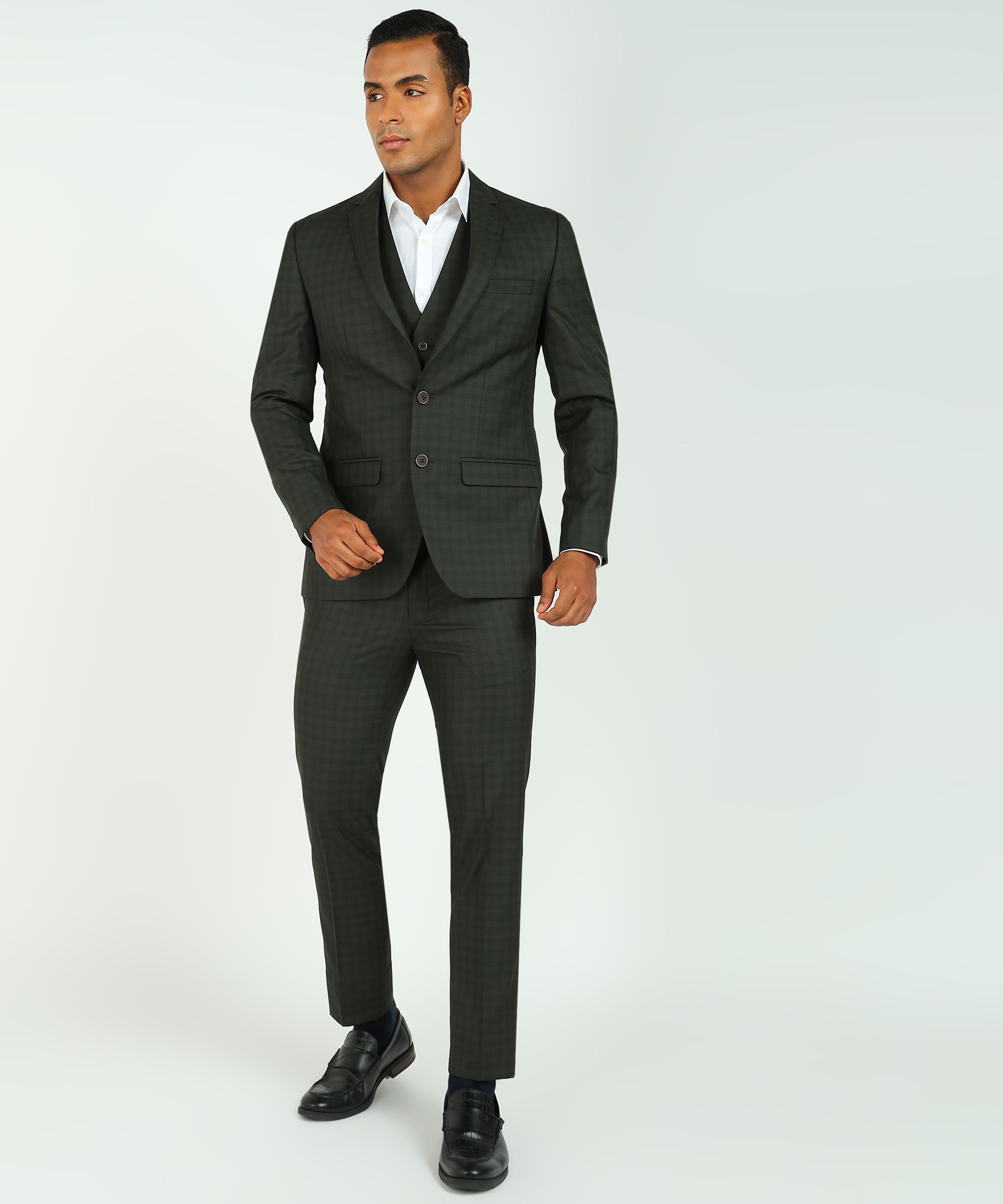 park avenue Men 3 Piece Suit Checkered Suit-picture-43