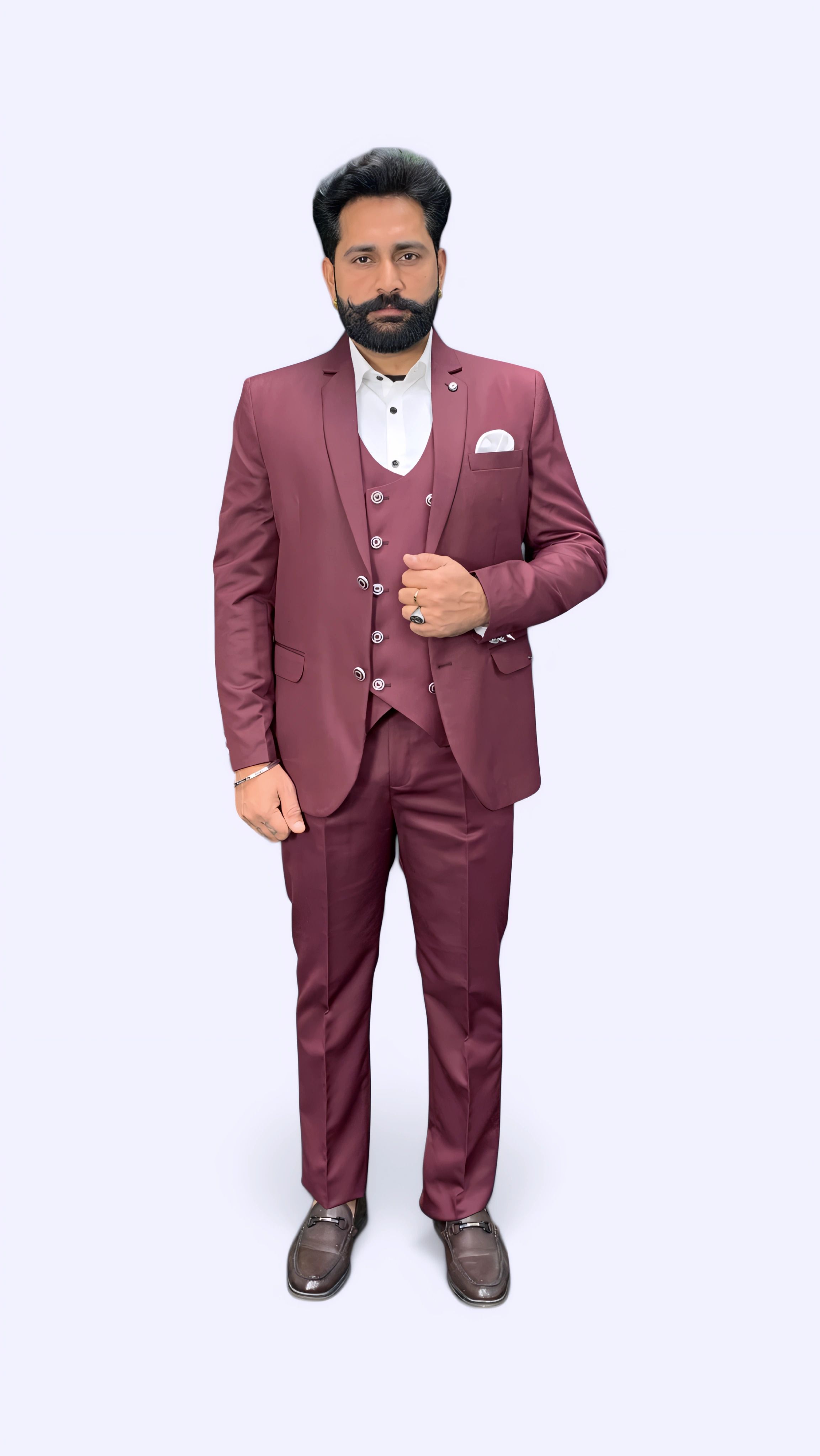 gargian master cut Men Single Breasted Solid Suit-picture-10