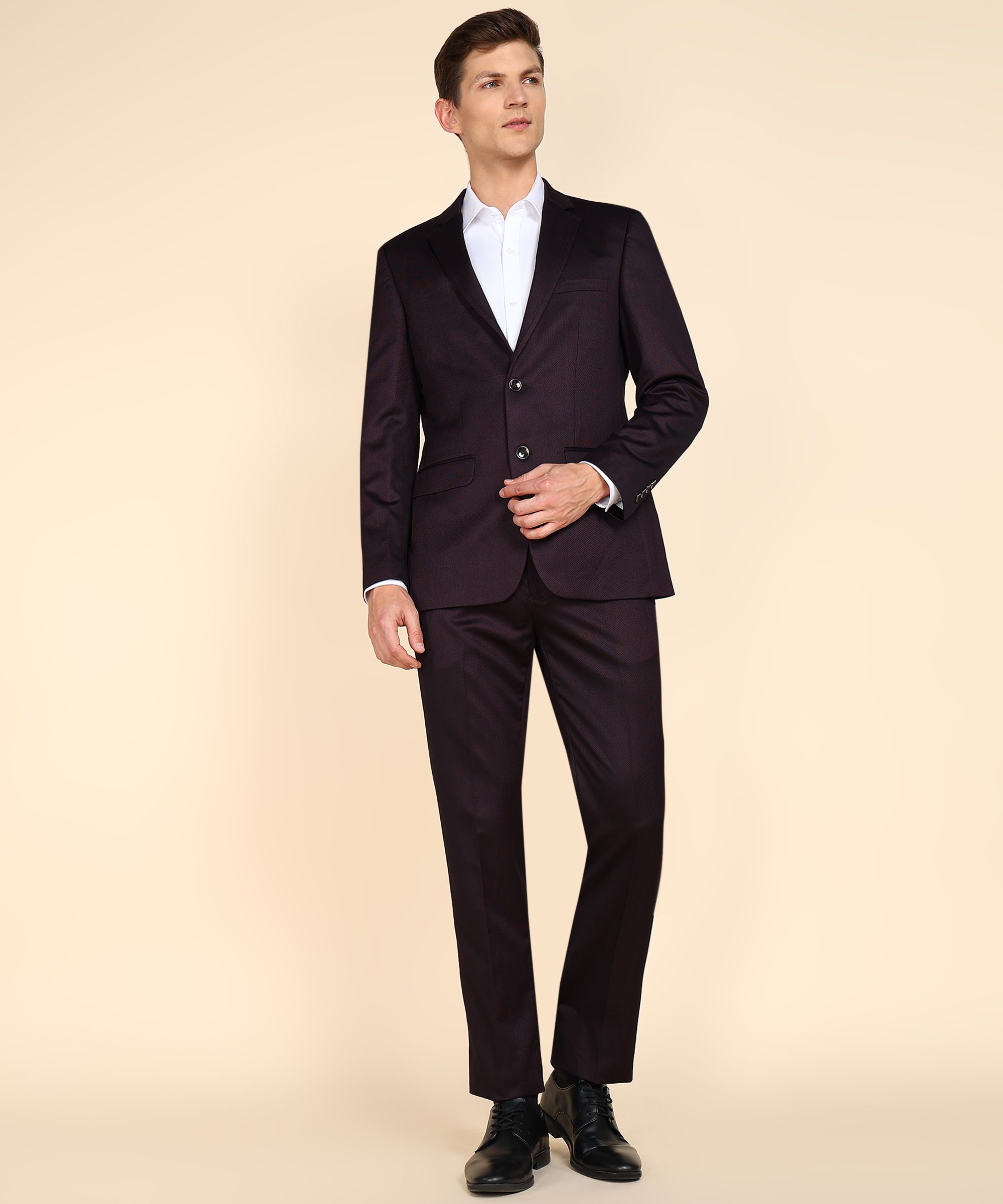 raymond Men 2PCS SB 2BTN STYLD C&S NTCH LPL-CNT FIT Self Design Suit-picture-19