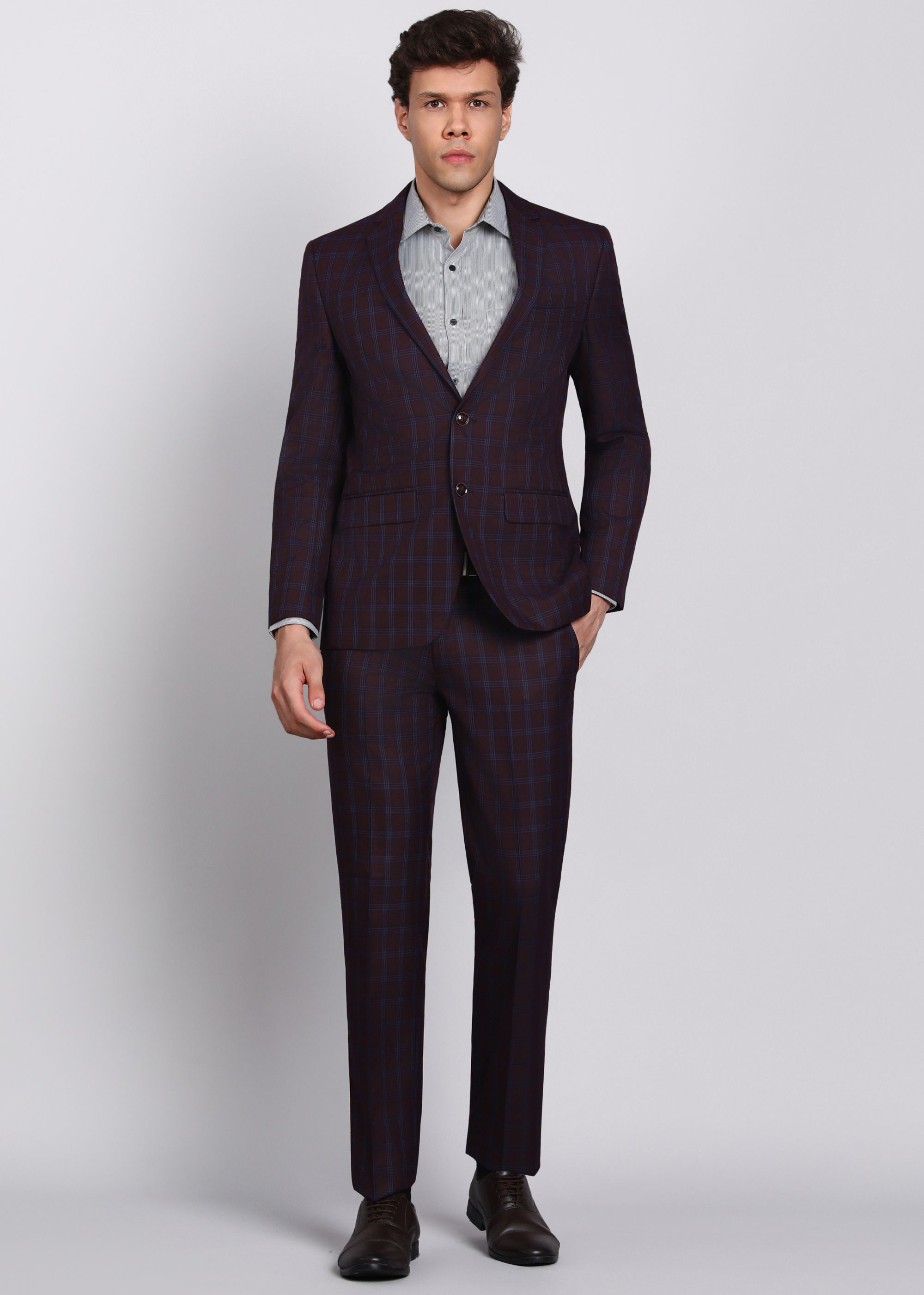 park avenue Men 2 Piece Suit Checkered Suit-picture-43
