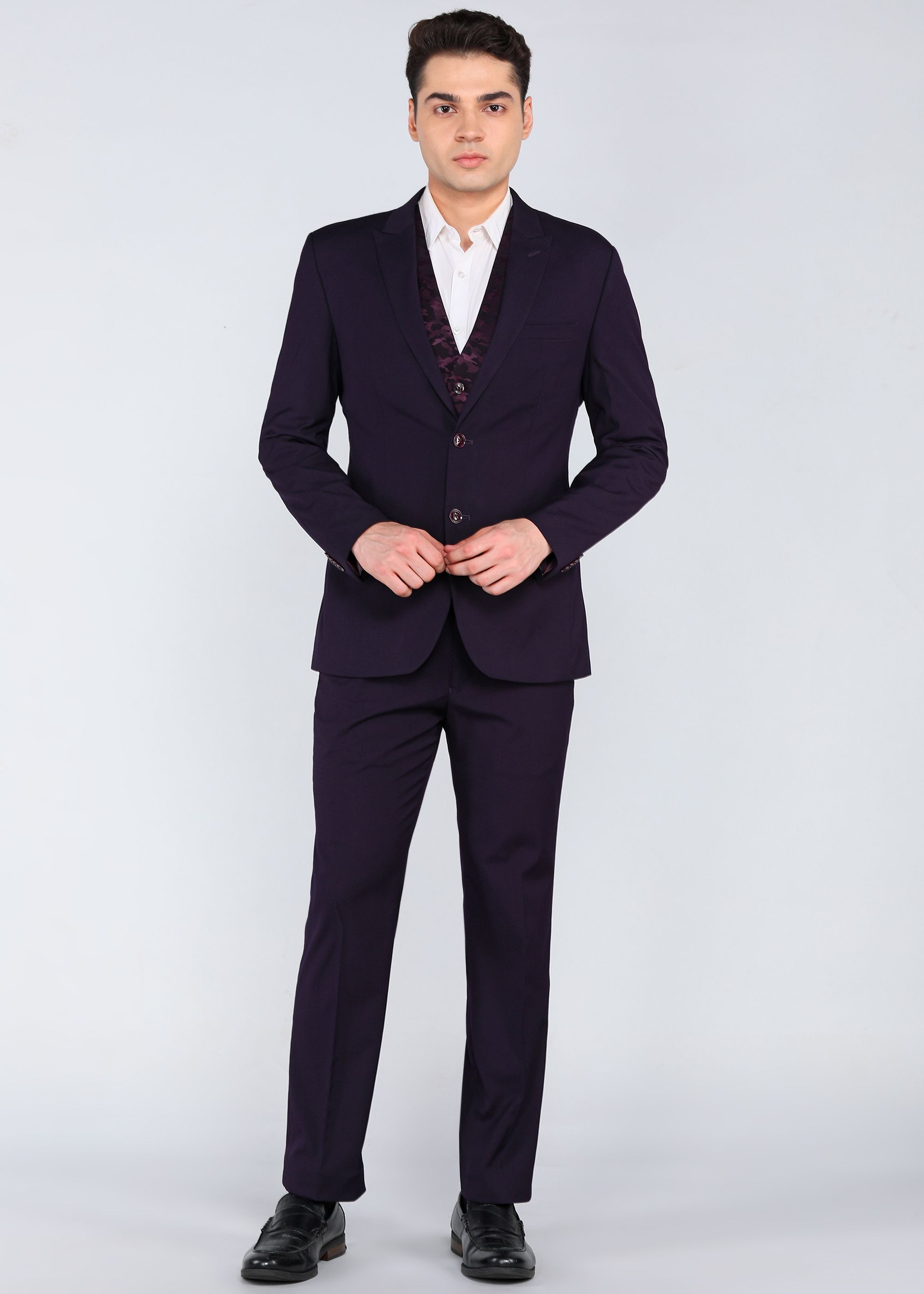 park avenue Men SB2 PEAK S.SLIM FIT 3PC SUIT Solid Suit-picture-11