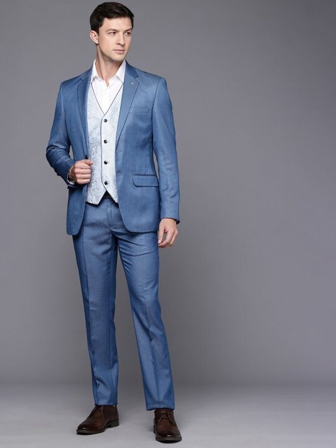 raymond Men 3PC SB2BTN NTCH LPL WID WC PIPNG-CONT FT Printed, Solid Suit-picture-21