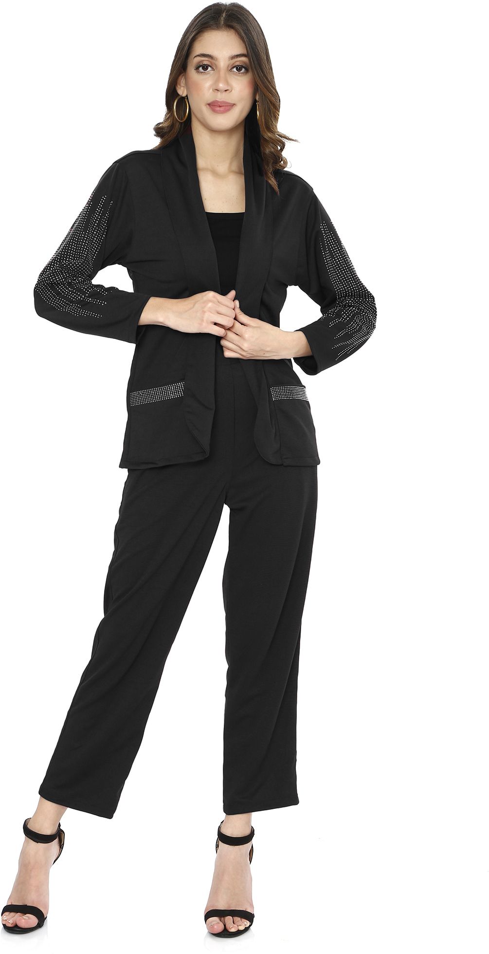 hautemoda Women Blazer and Trouser Co-ord Set Solid Suit-picture-16