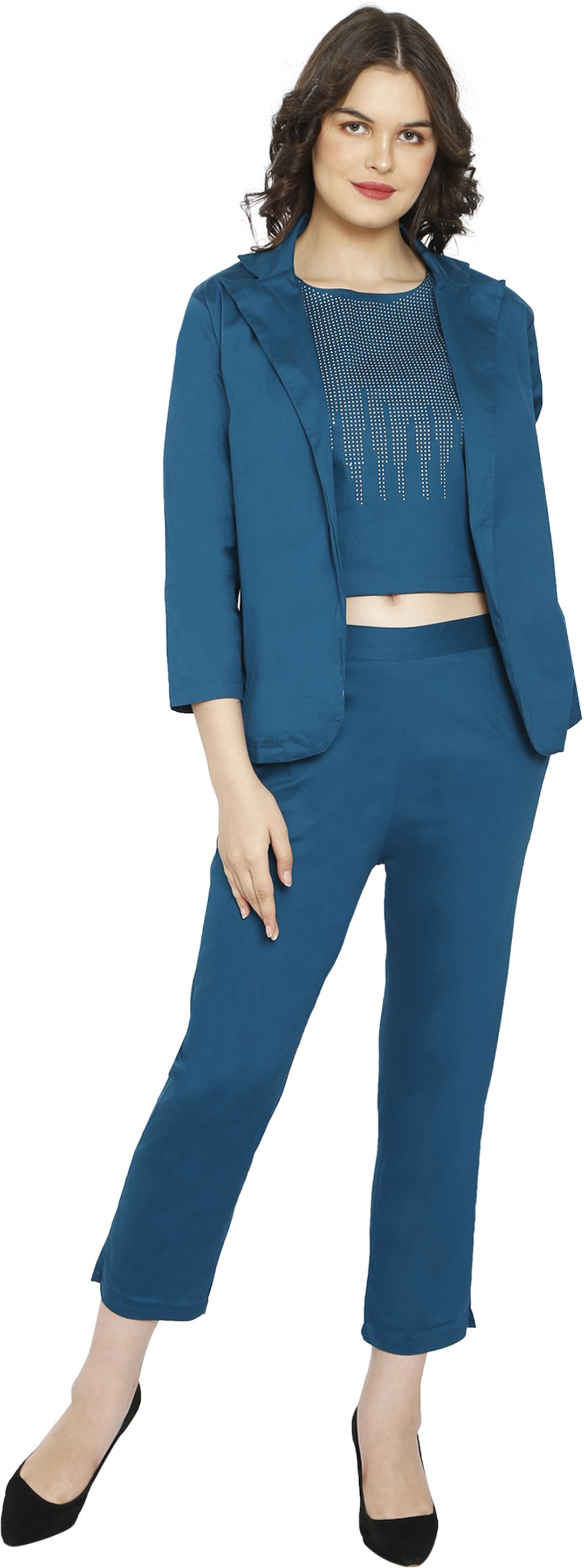 hautemoda Women 3Pc Co-Ord Set Solid Suit-picture-15