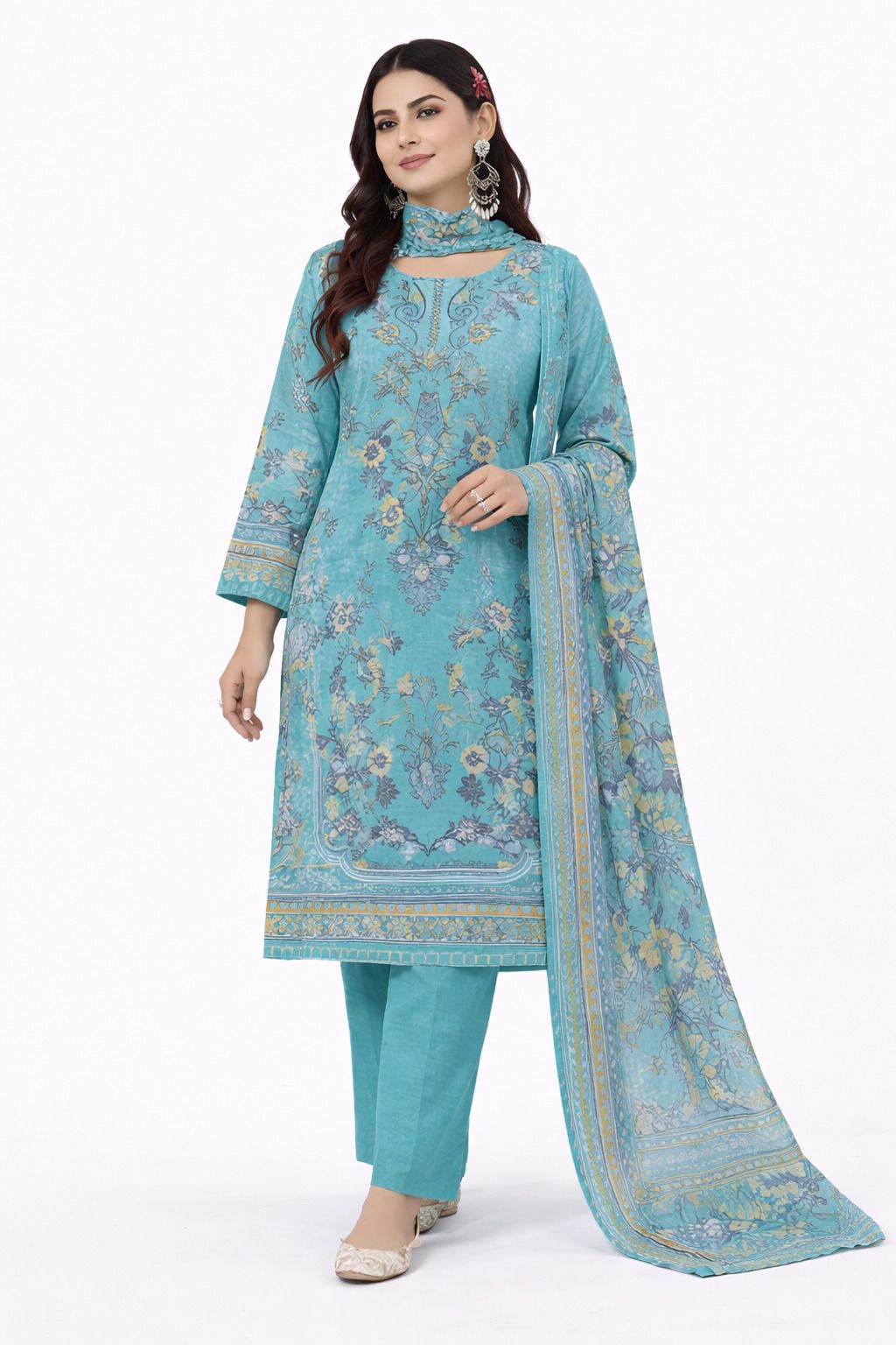 Women Dress Material Embroidered Suit