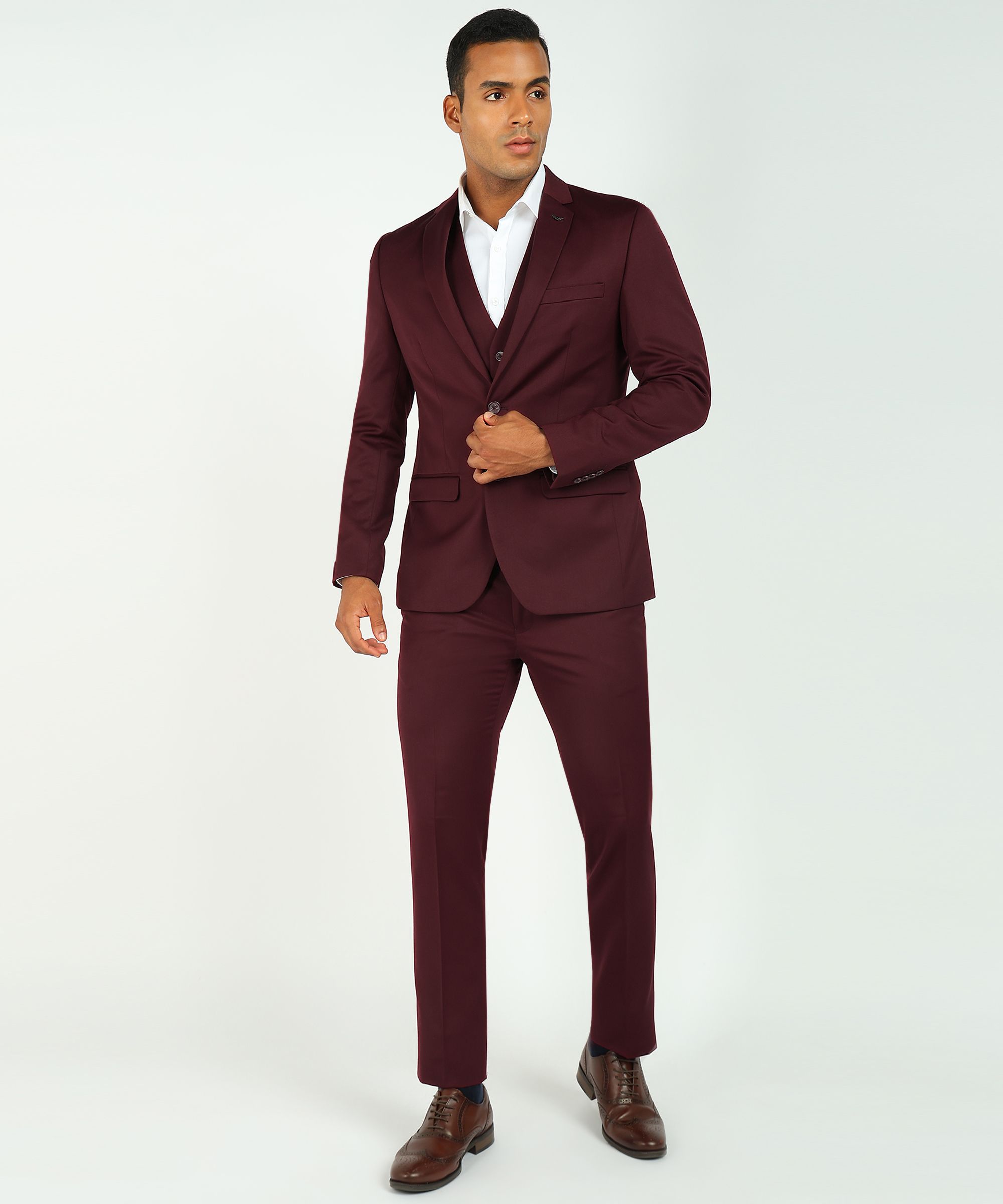 park avenue Men 3 Piece Suit Solid Suit-picture-38