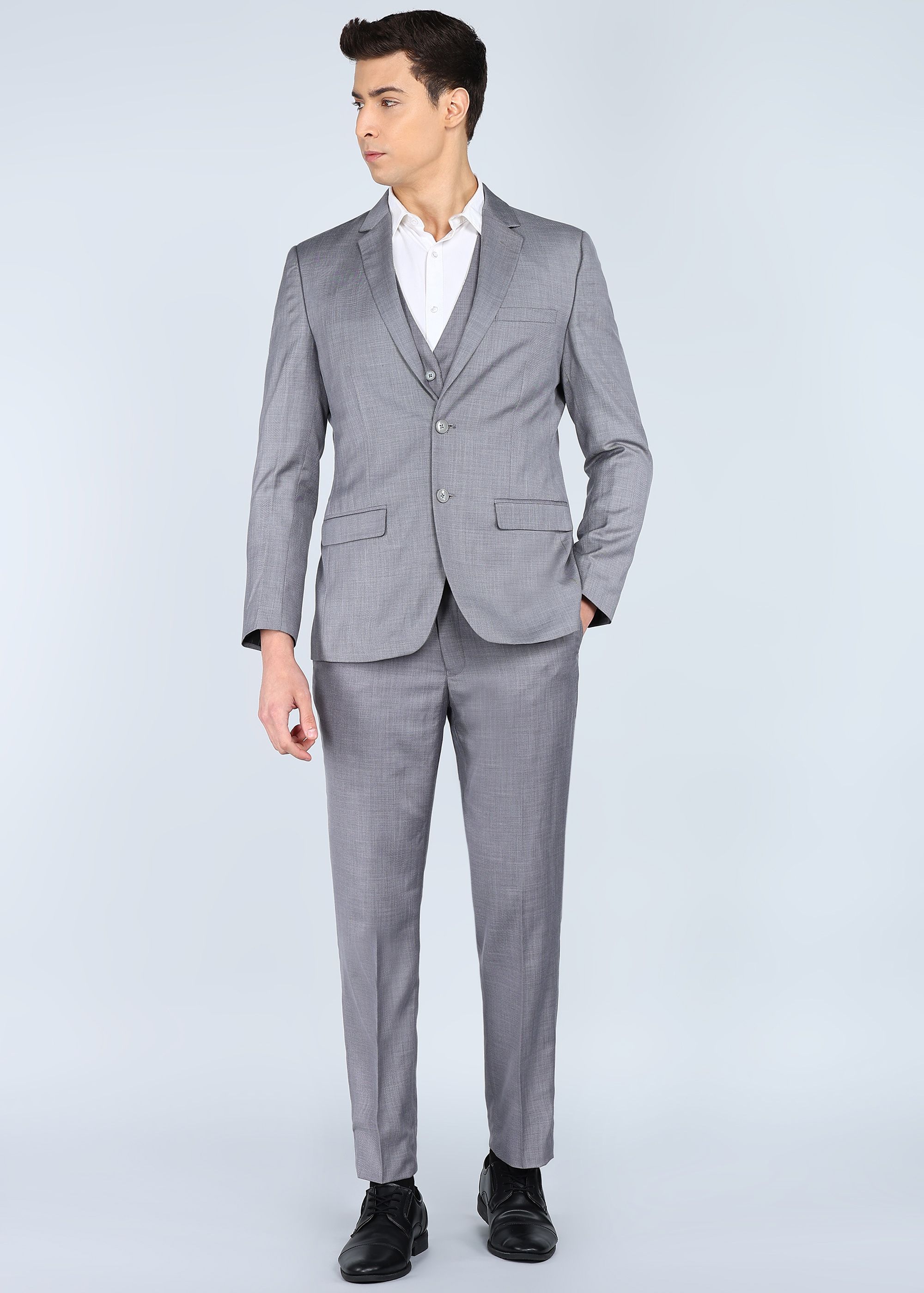 park avenue Men 3PC NOTCH REV W/C BASIC TRSR -SLM FIT Solid Suit-picture-39