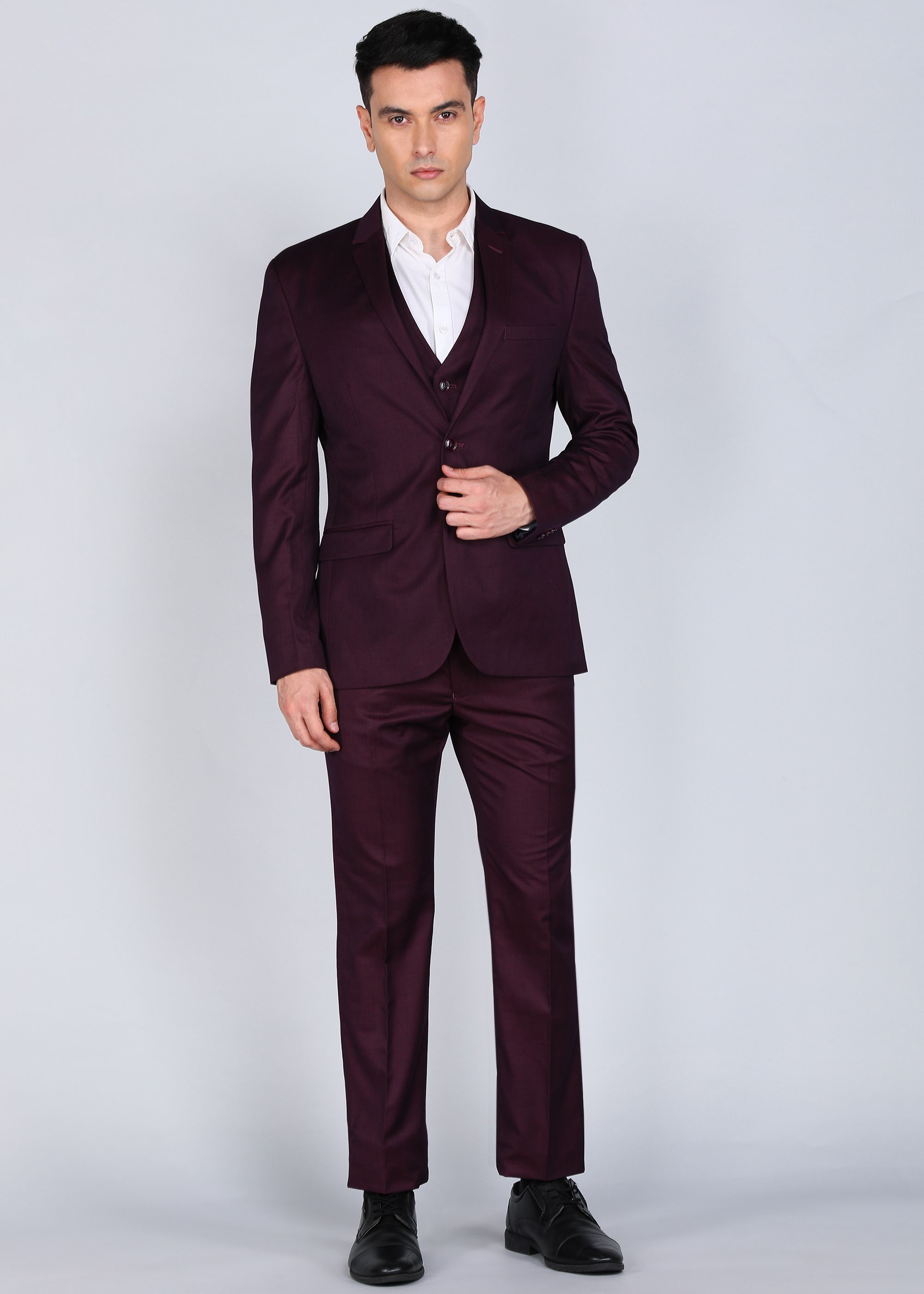 park avenue Men 3 PCS SB2 BTN NOTCH CLR SUIT - S.SLM FIT Self Design Suit-picture-32