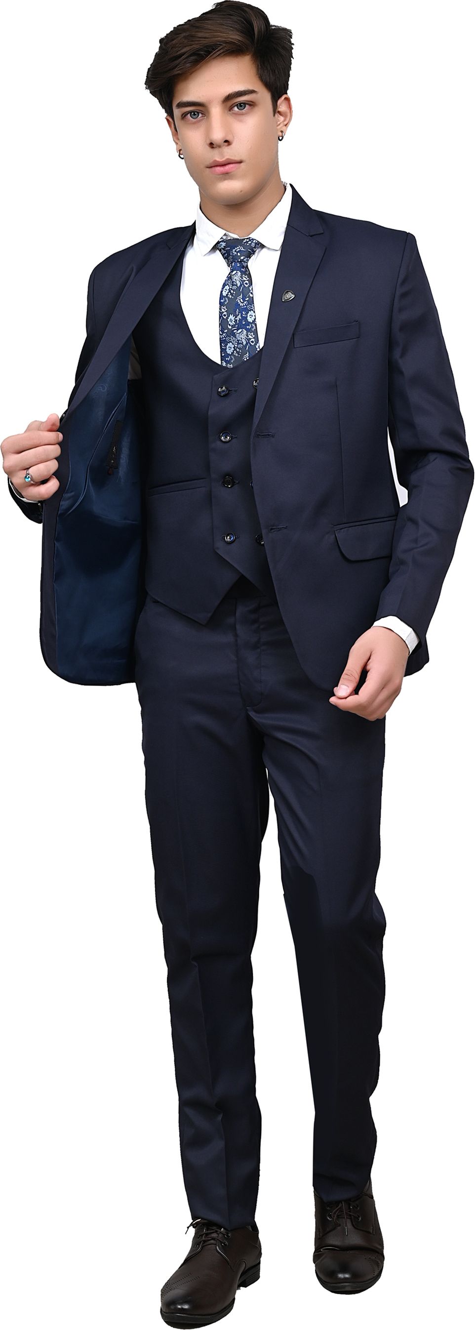 Men Single Breasted Solid Suit
