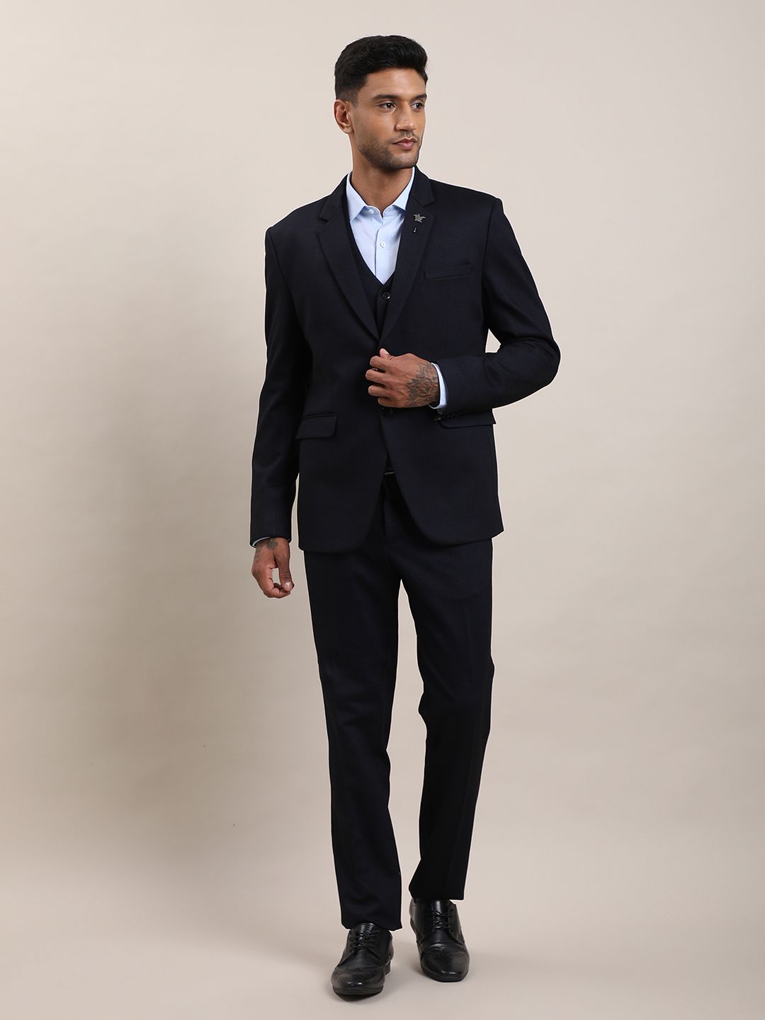 Men Three Piece Suits Solid Suit-image-0