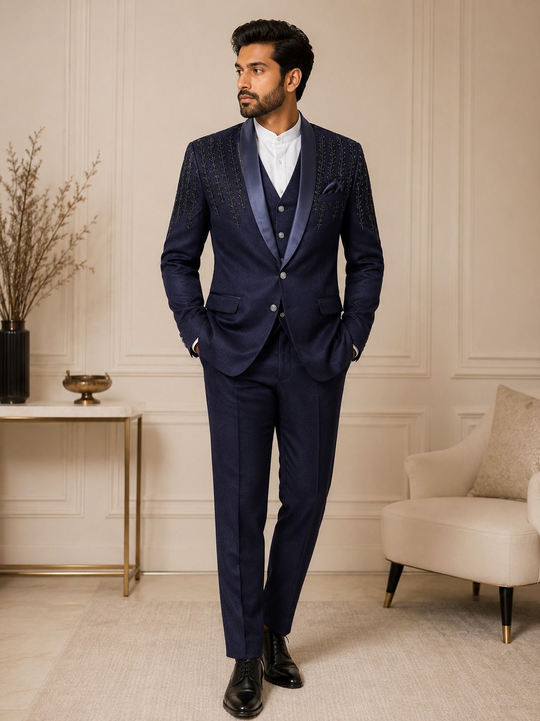 ethinix Men coat pant Embroidered Suit-picture-22
