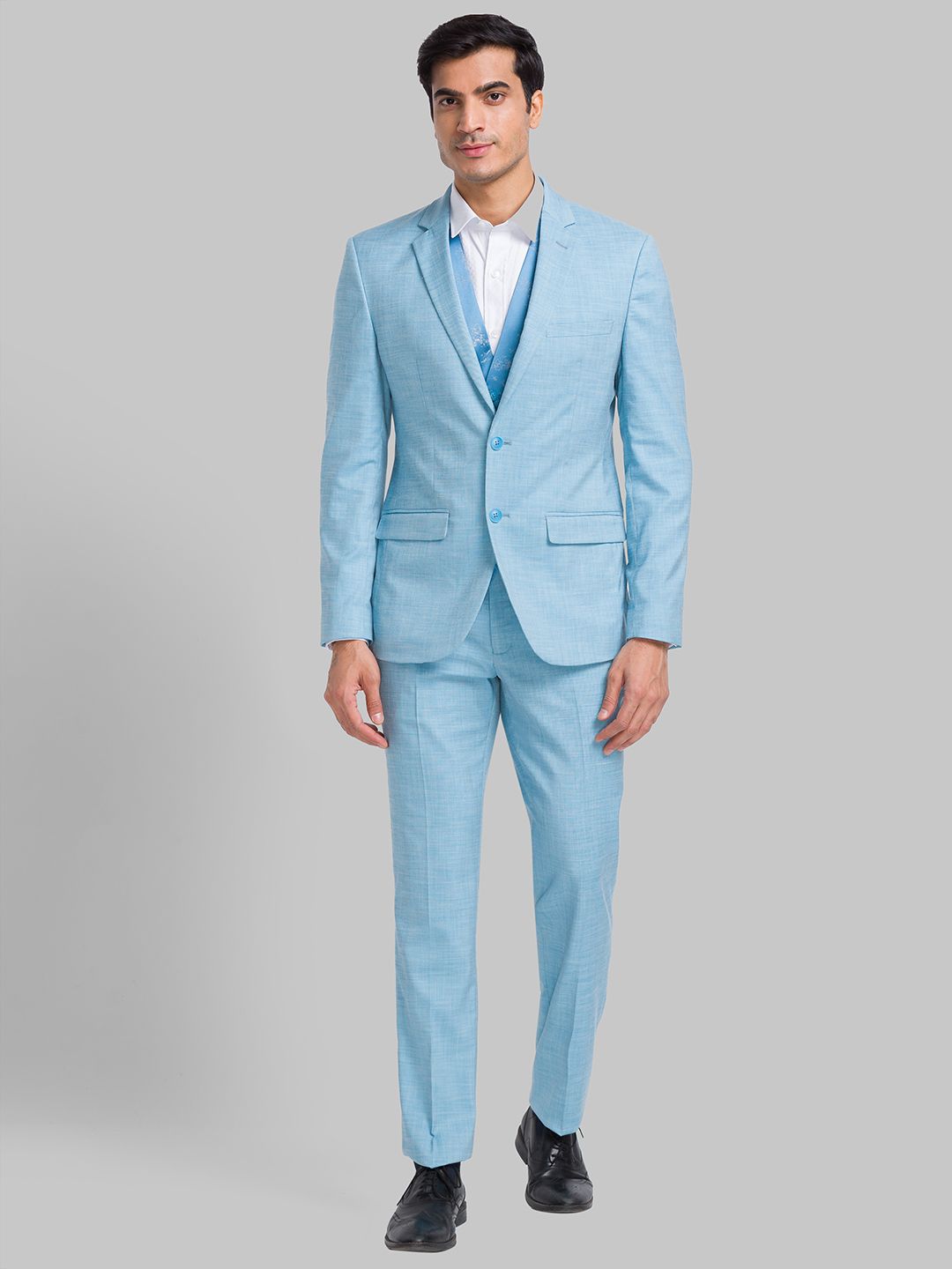 park avenue Men SB2 NOTCH S.SLIM FIT 3PC SUIT Solid Suit-picture-12
