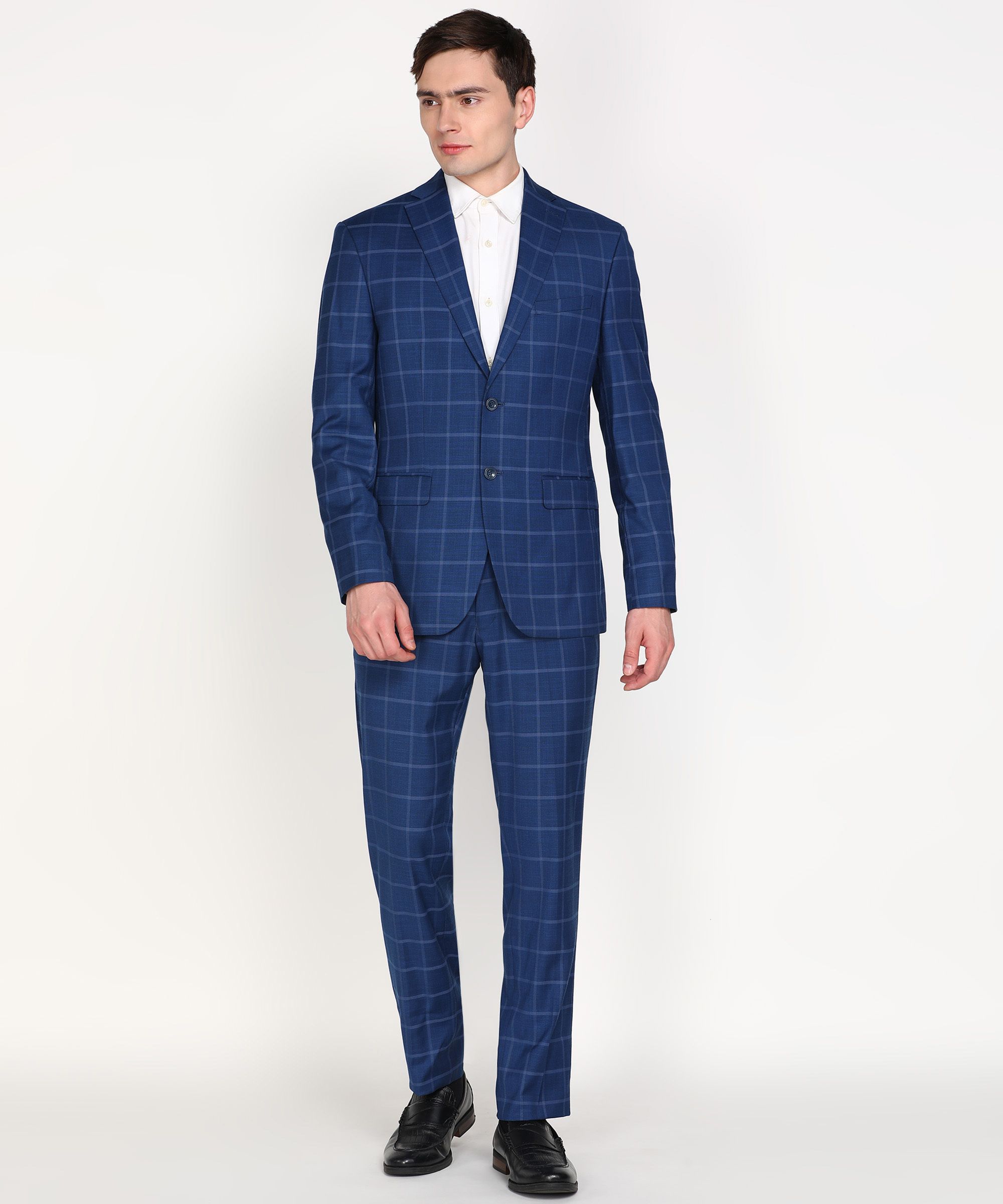 peter england Men 2 PC Suit Checkered Suit-picture-12