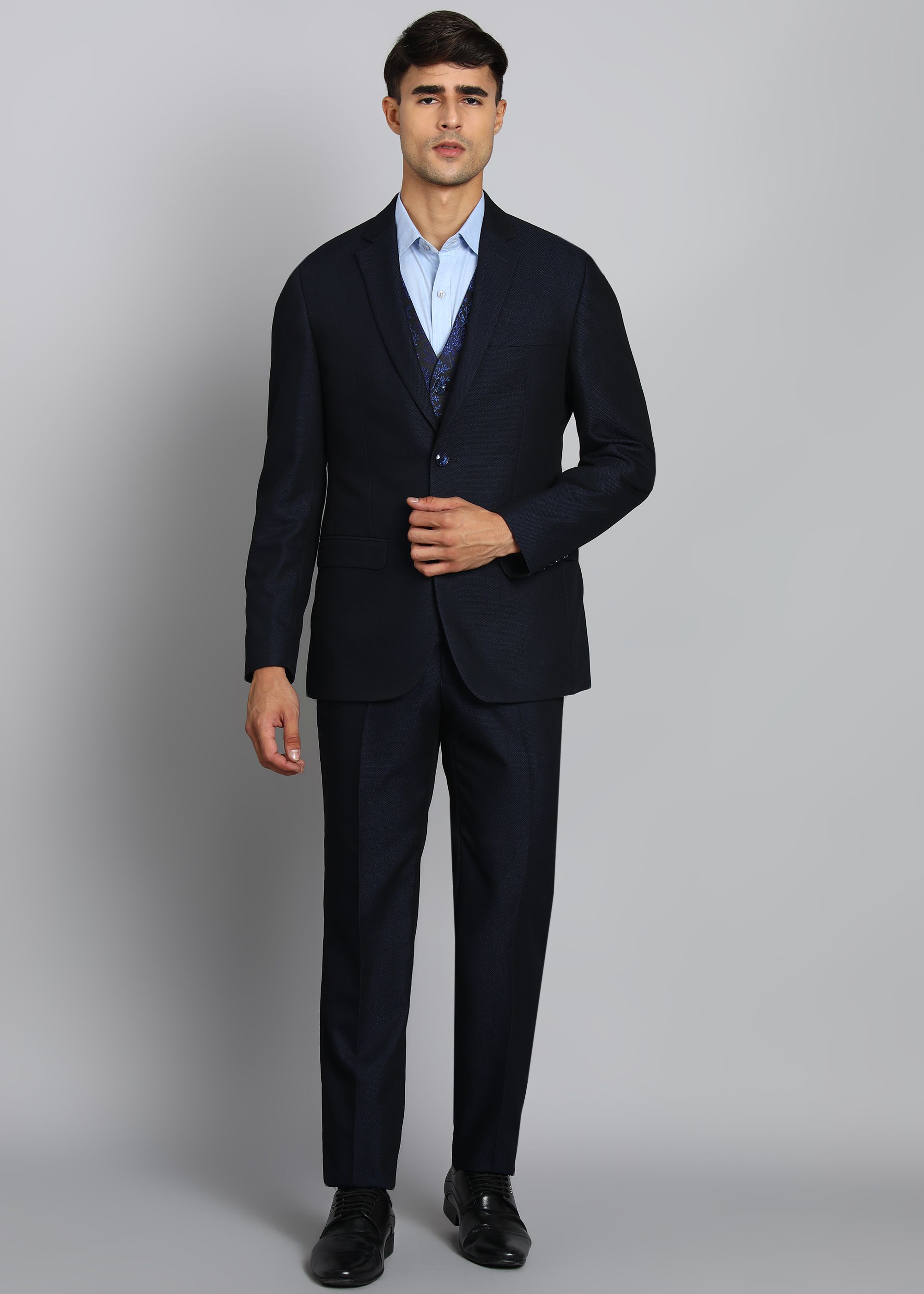 park avenue Men 3 Piece Suit Textured Suit-picture-21