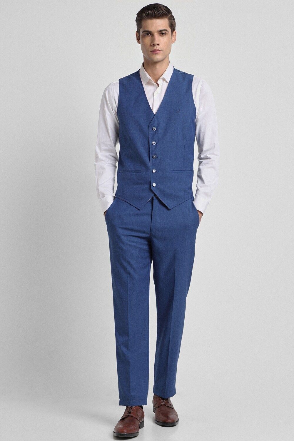 allen solly Men Single Breasted - 2 button Solid Suit-picture-12