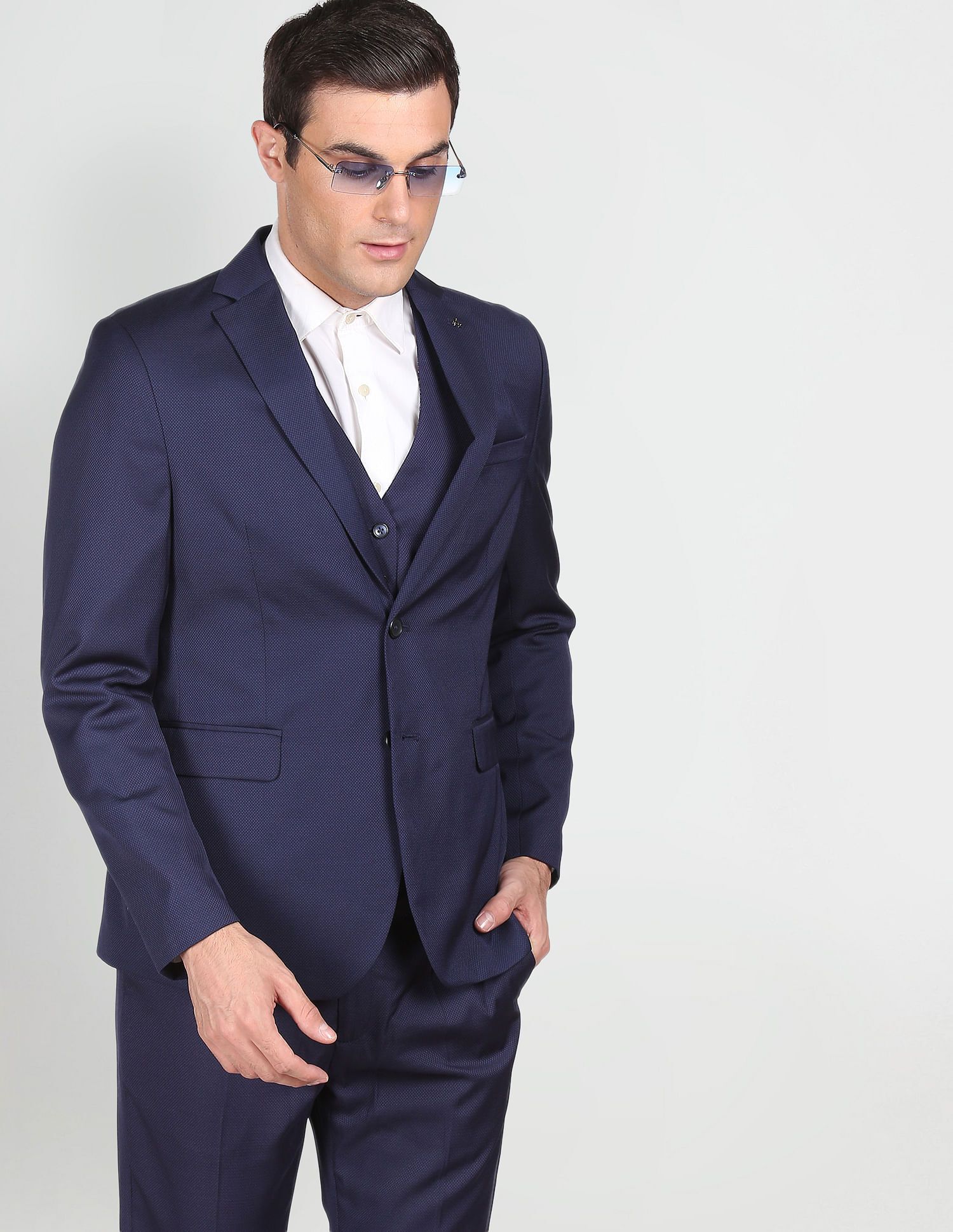 arrow Men Single-breasted Self Design Suit-picture-28