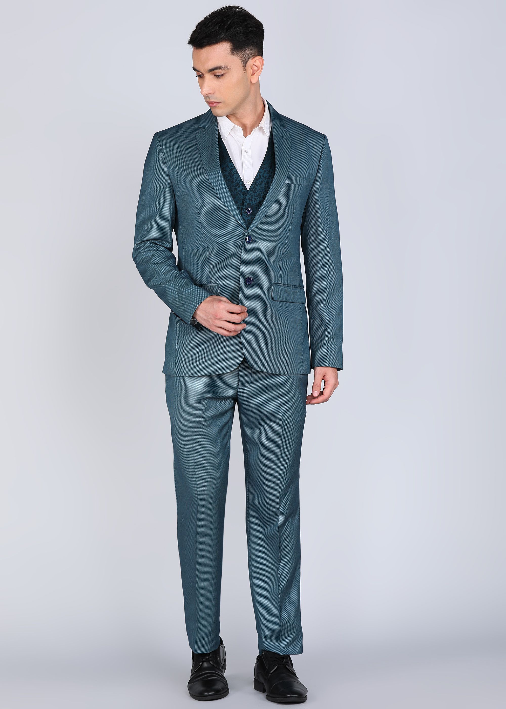 park avenue Men SB2 NOTCH S.SLIM FIT 3 PC SUIT Solid Suit-picture-10