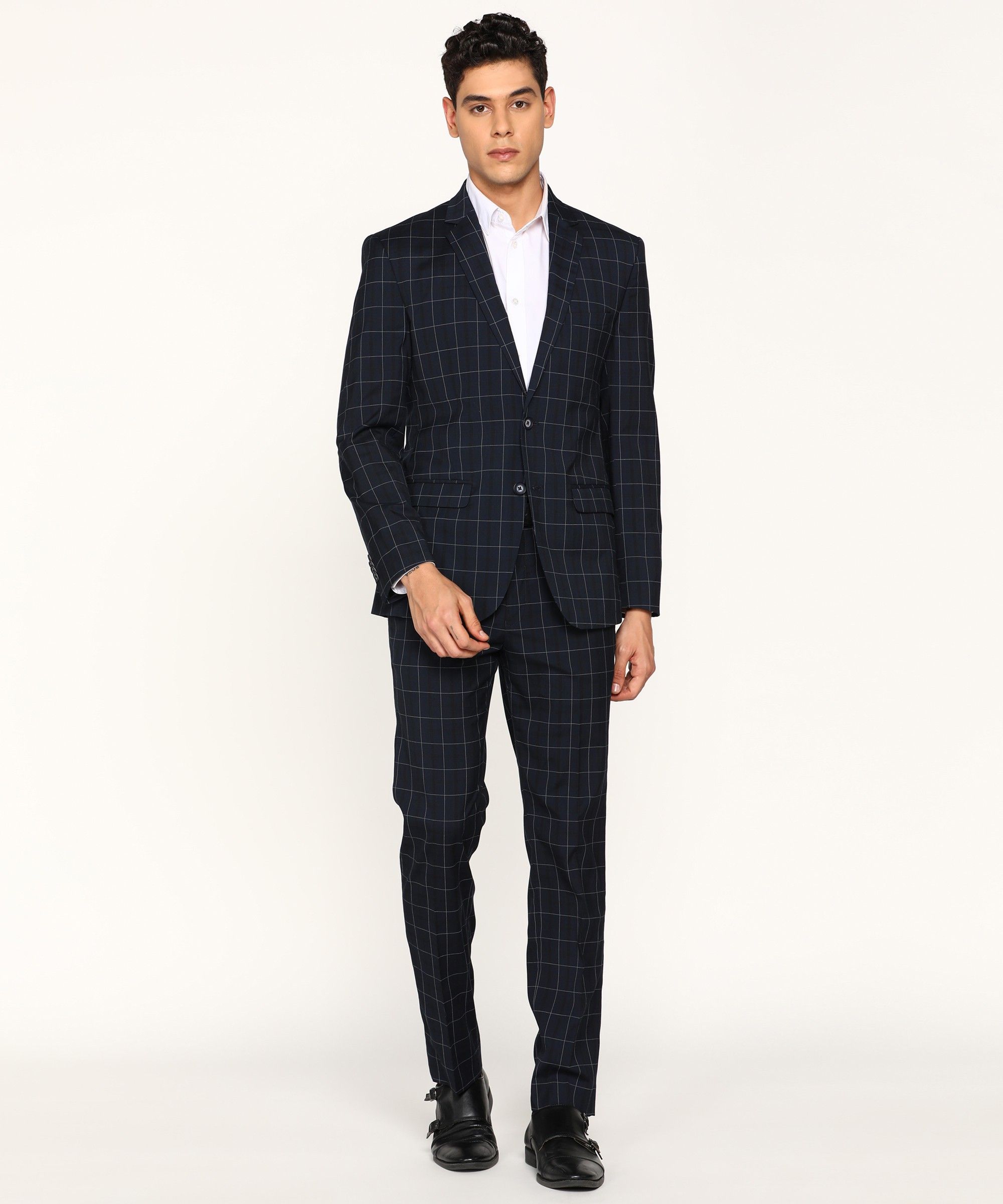park avenue Men 2 Piece Suit Checkered Suit-picture-13