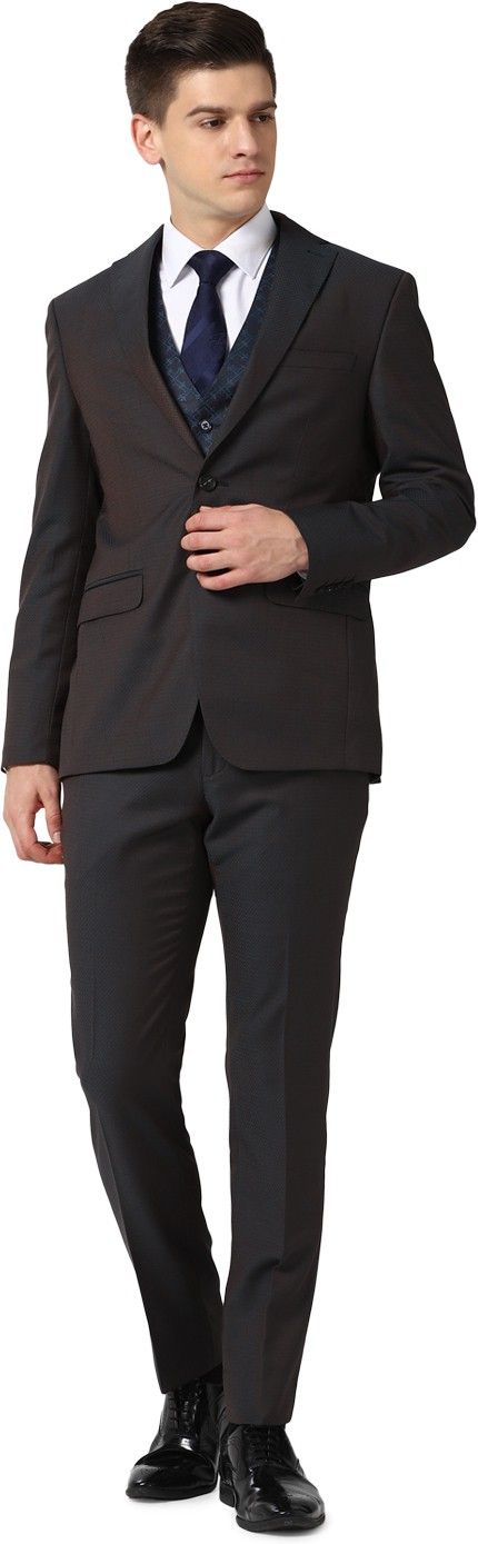 peter england Men Single Breasted Textured Suit-picture-18