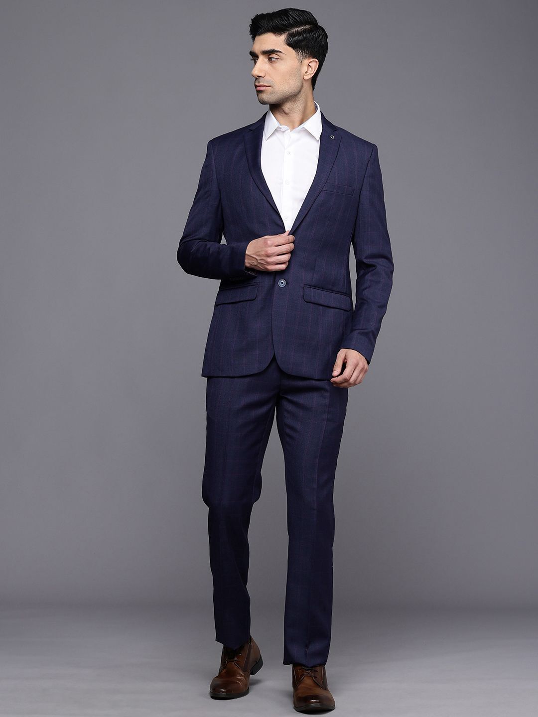 raymond Men SB 2BTN NOTCH LPL SUIT-2PCS SLIM FIT Checkered Suit-picture-12