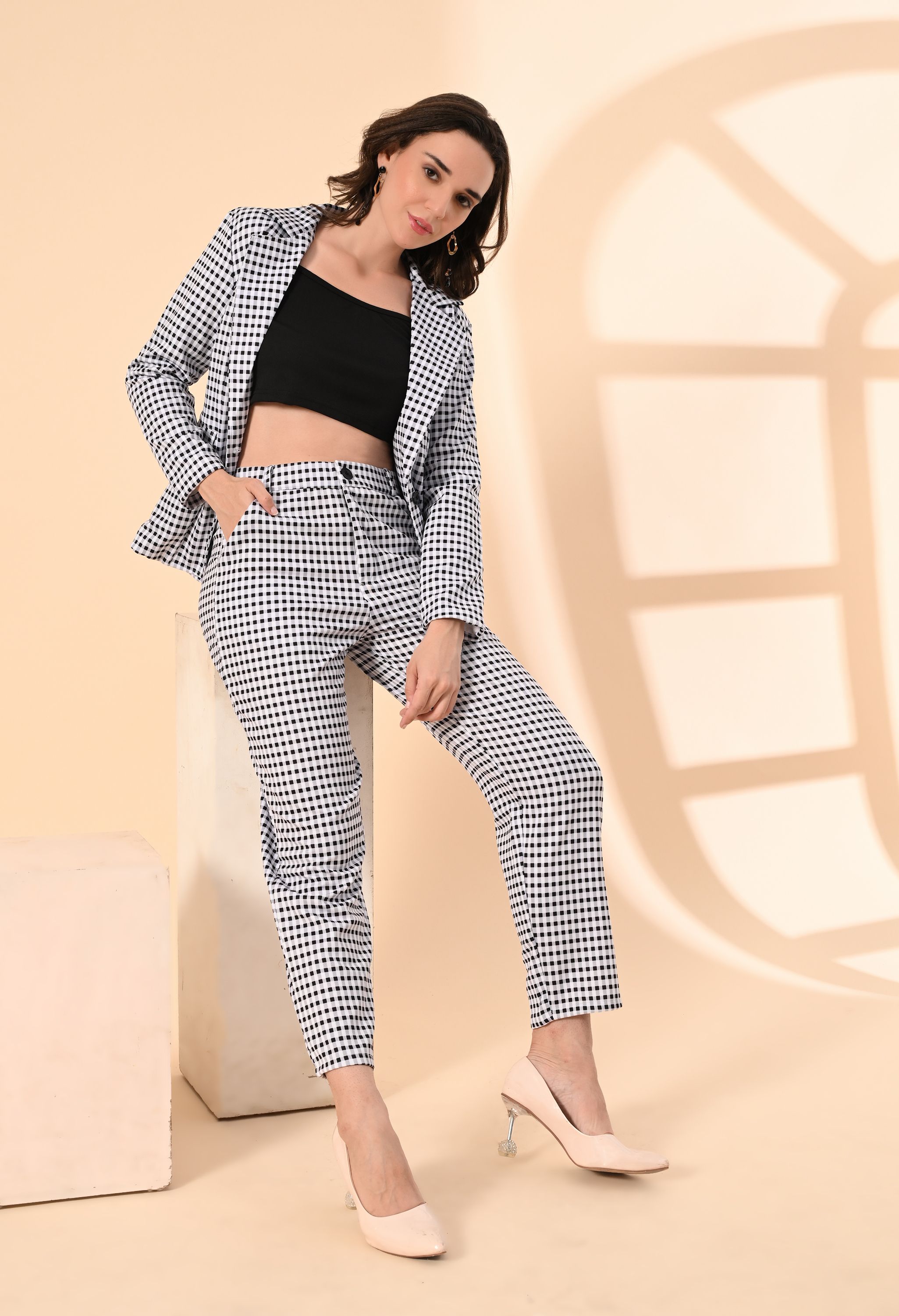 elegane by jangid Women 3-Piece Cotton Blend Blazer Suit Set – Formal Wear, Office Outfit, Business Look Solid Suit-picture-17